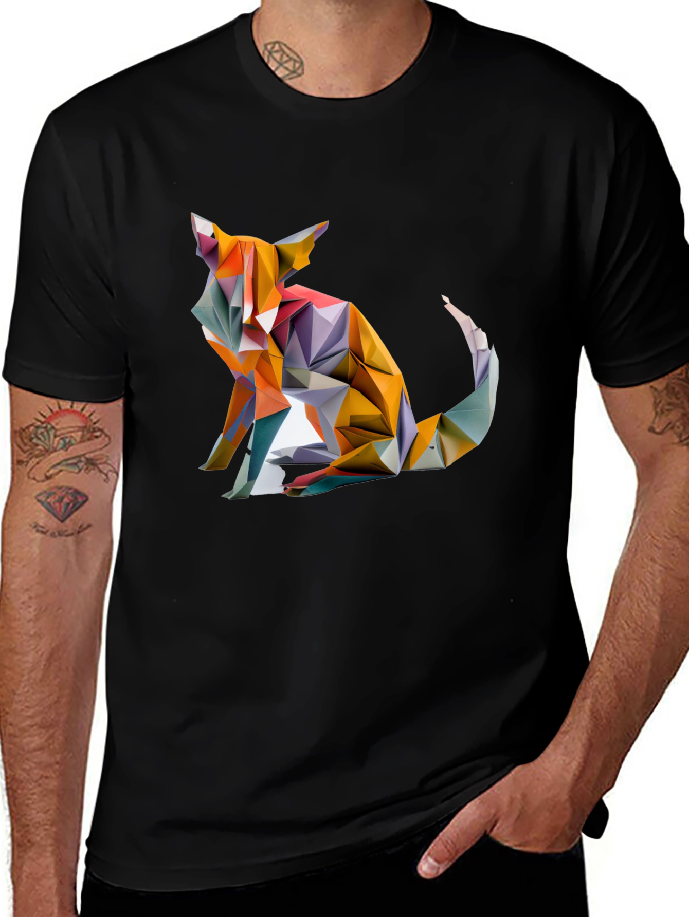 Variant 9 of Geometric Fox Graphic Tee - Stylish Men's T-Shirt