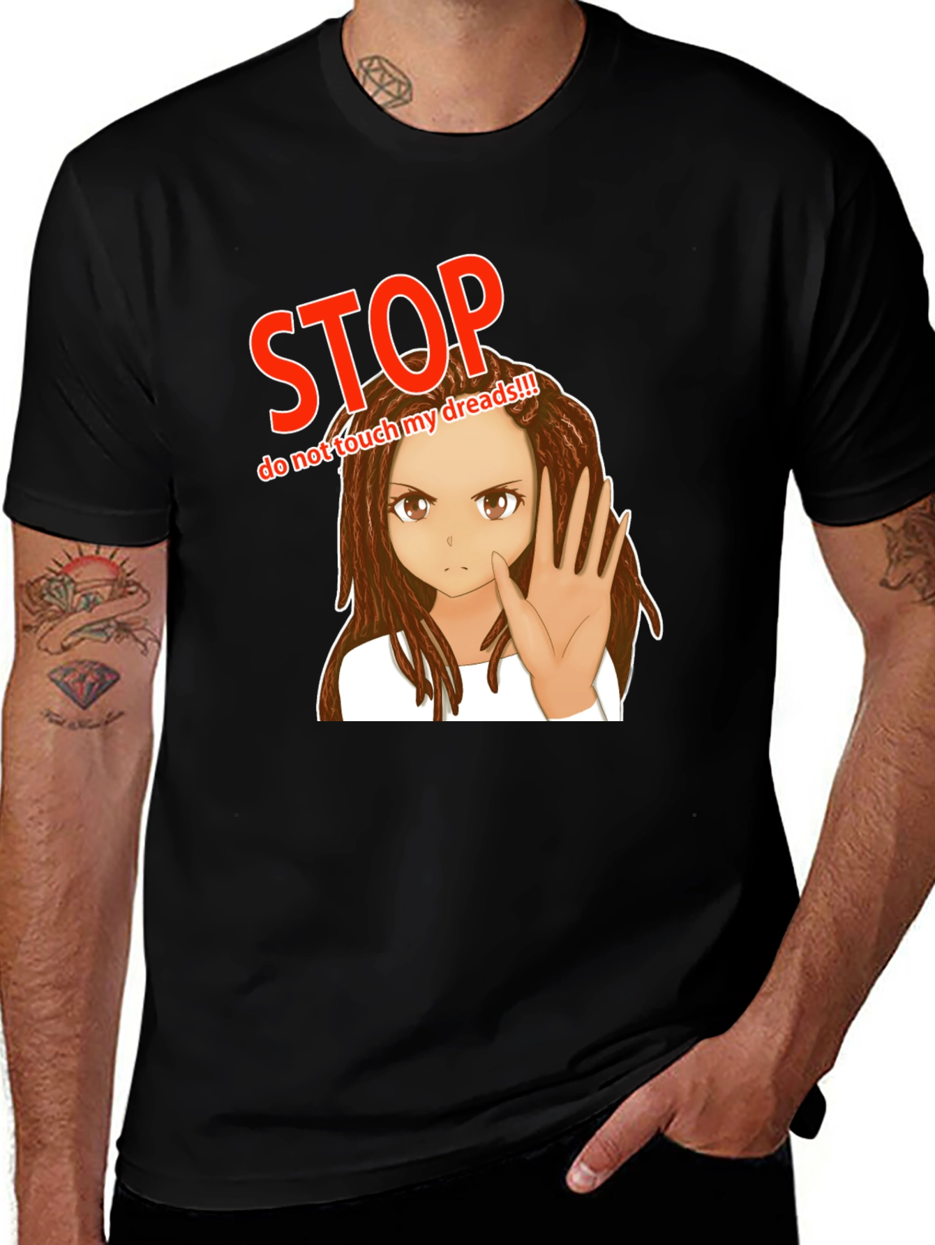 Variant 26 of Stop! Don't Touch My Dreadlocks T-Shirt