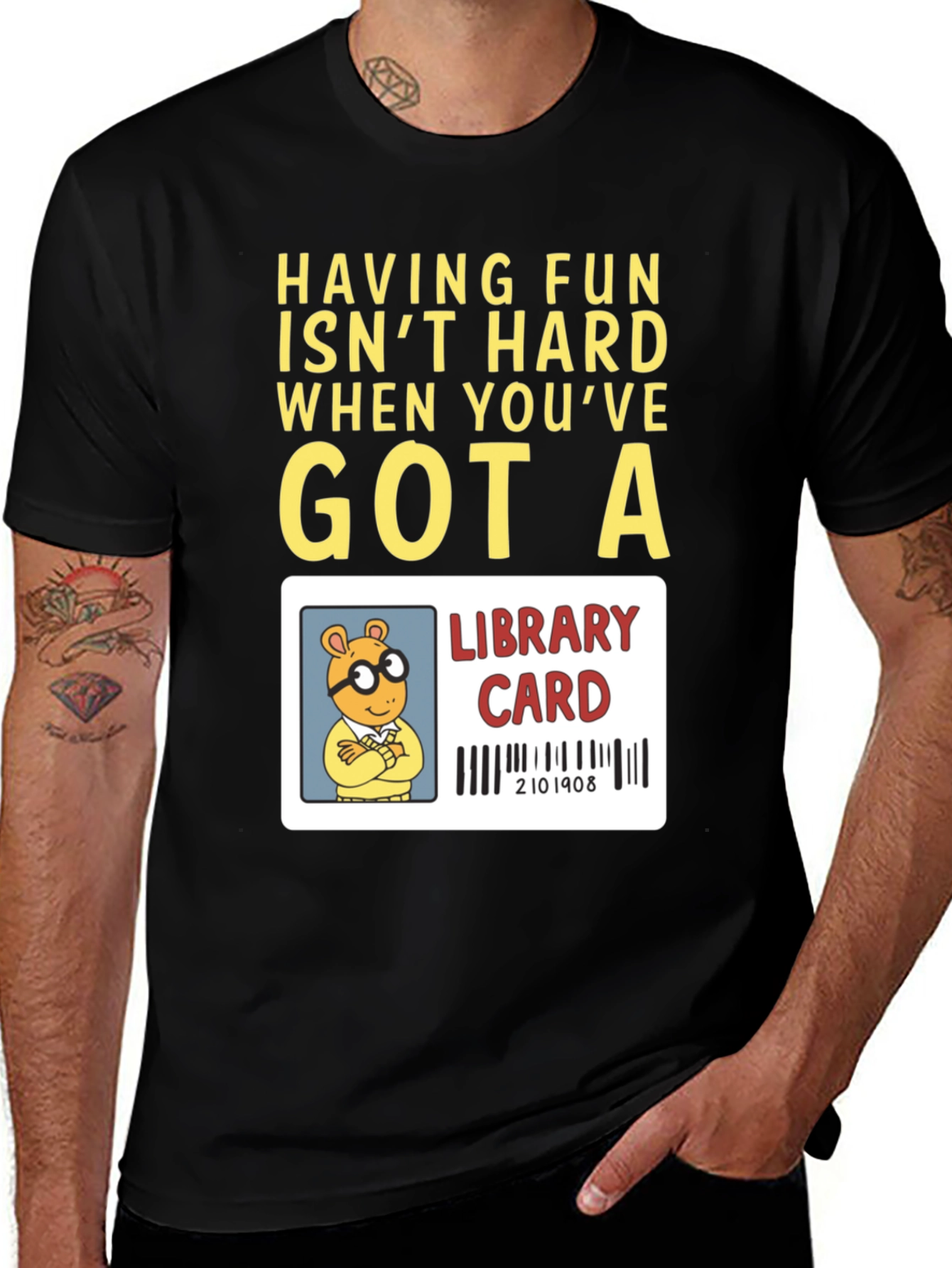 Variant 6 of Having Fun Arthur Library Card T-Shirt