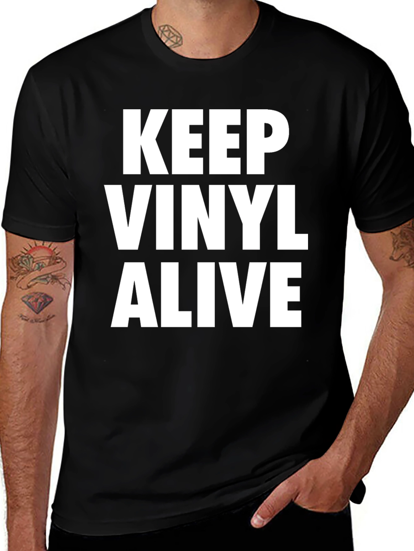Variant 7 of Keep Vinyl Alive Black T-Shirt