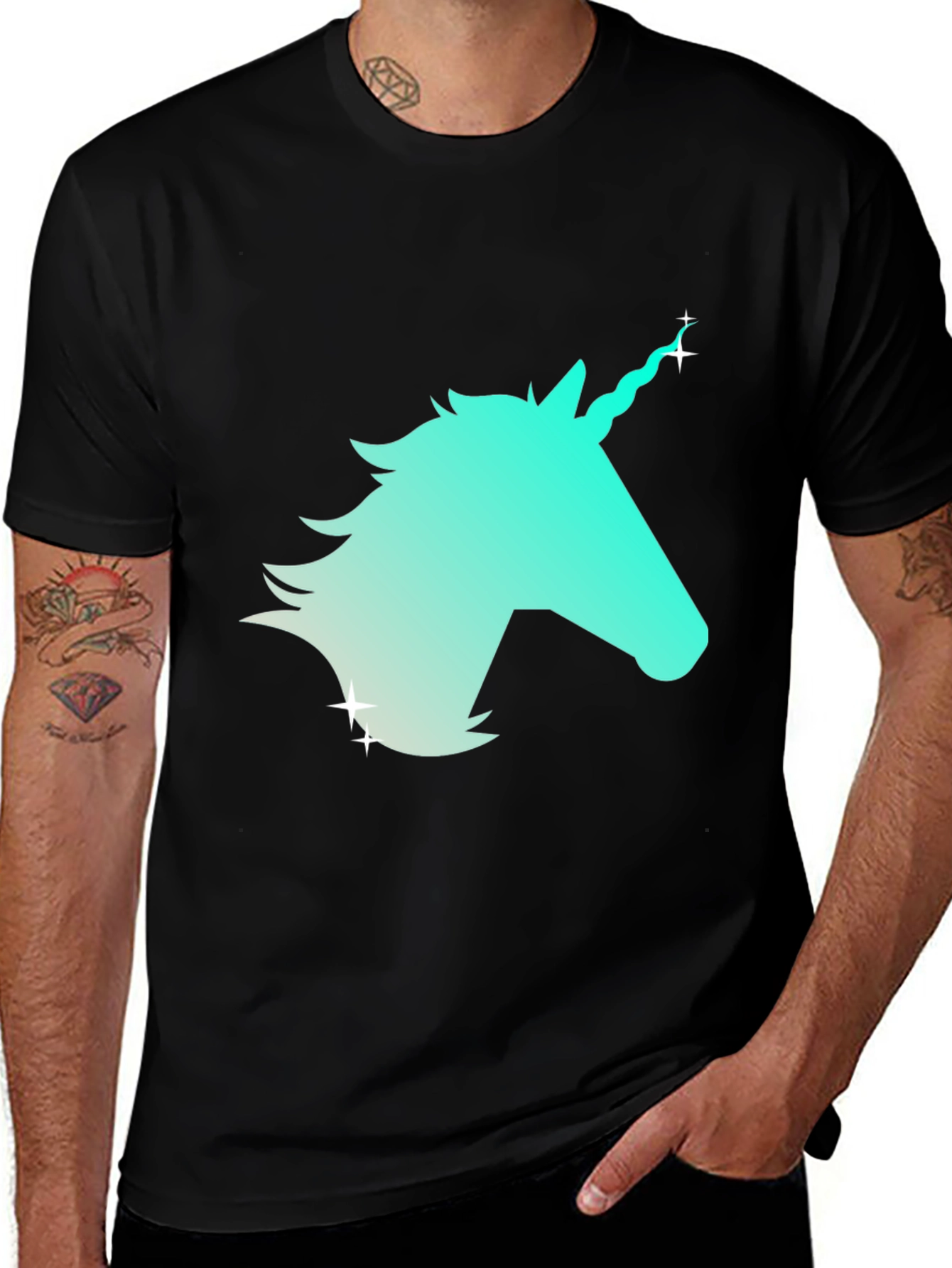 Variant 7 of Unicorn Graphic Tee - Black Cotton Comfort