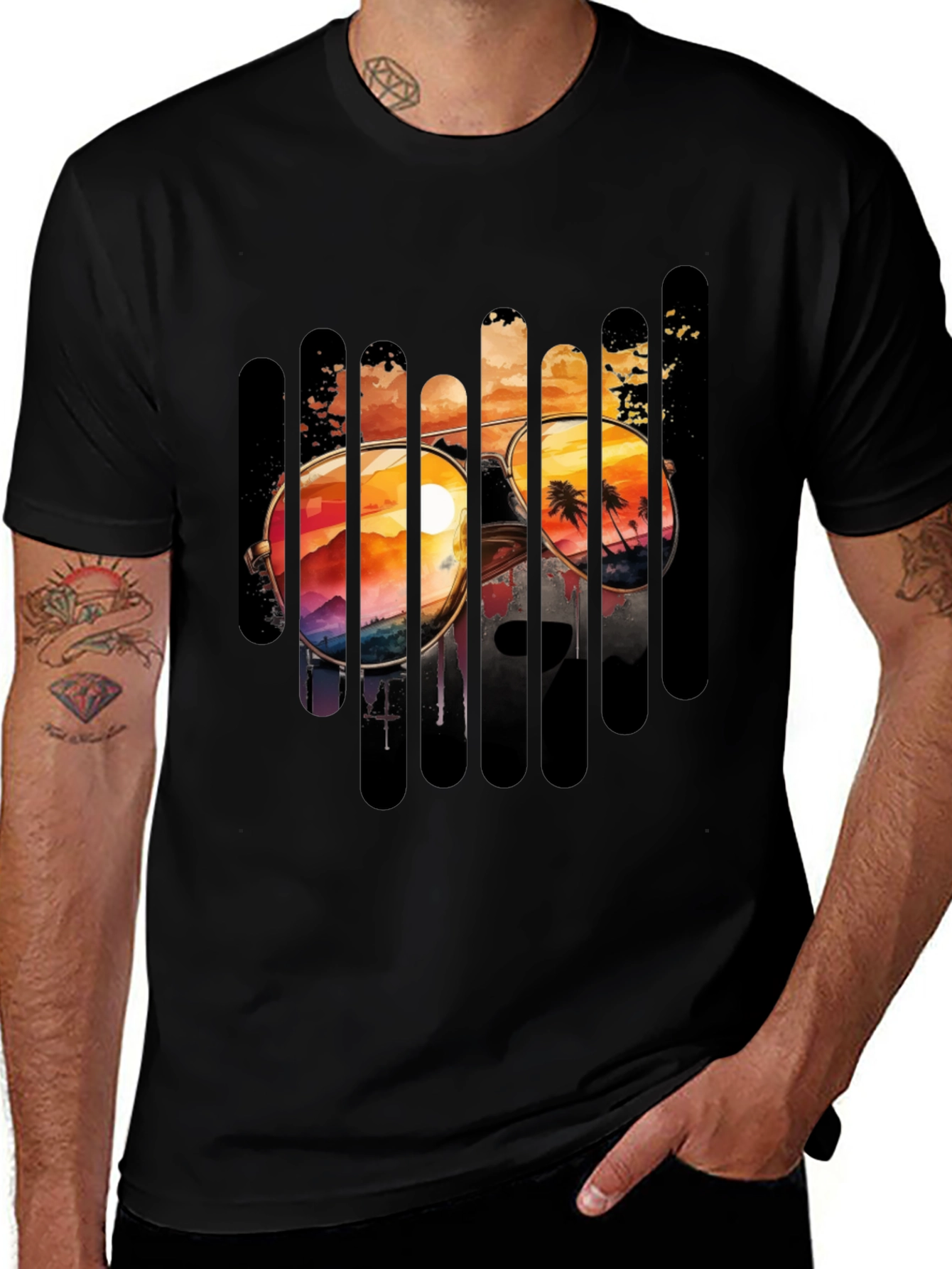 Variant 16 of Sunset Sunglasses Graphic Tee - Beach Vibes