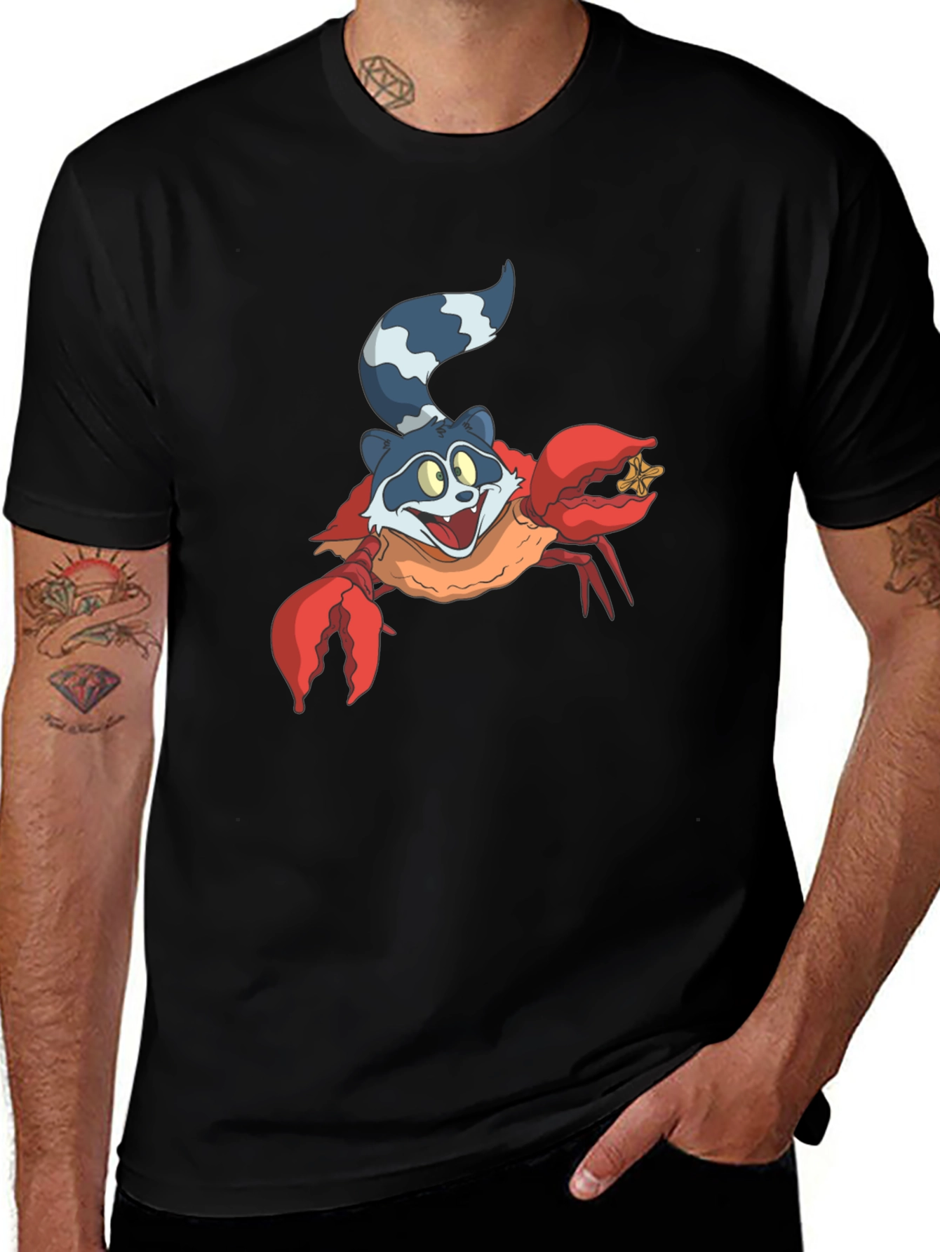 Variant 16 of Funny Raccoon Crab Graphic Tee - Novelty Animal Shirt