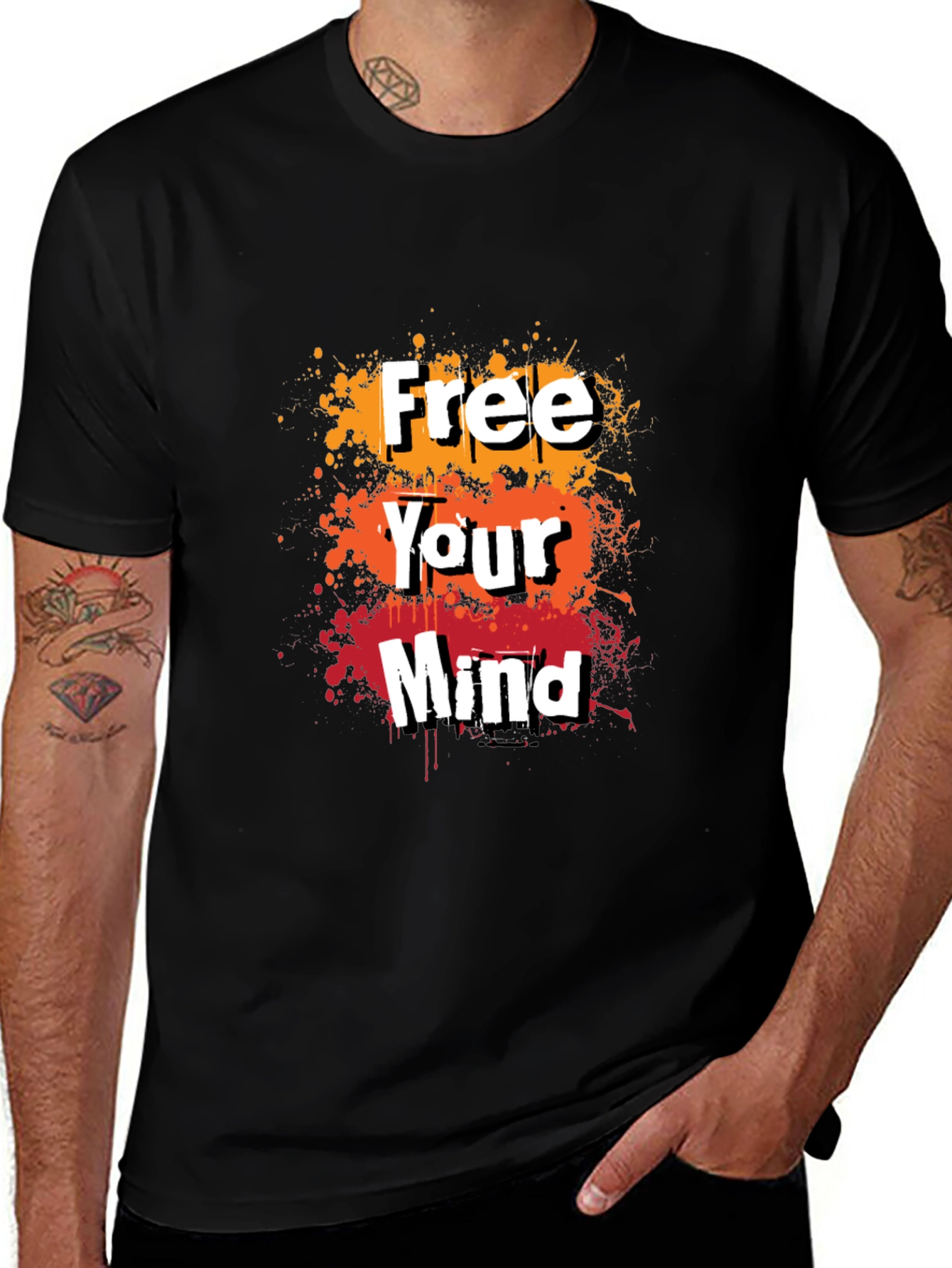 Black Free Your Mind Graphic Tee - Trendy Men's T-Shirt main image
