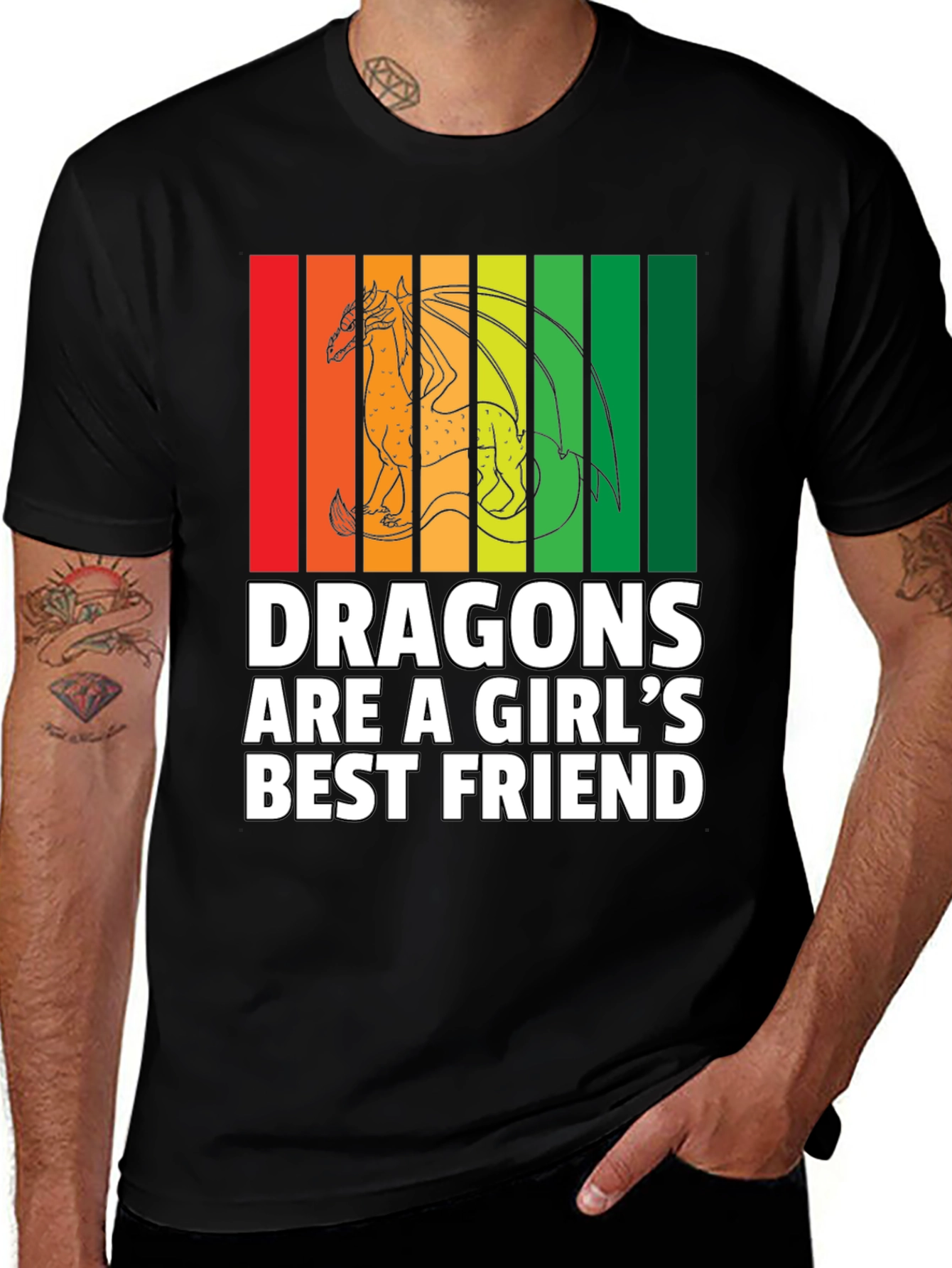 Variant 8 of Dragon Lover Graphic Tee - A Girl's Best Friend T-Shirt