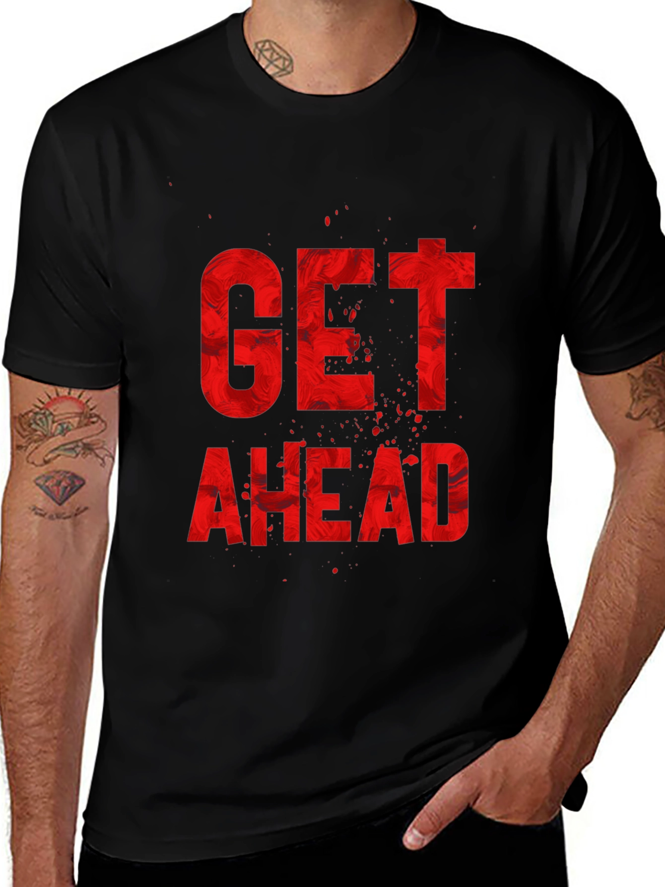 Variant 18 of Get Ahead Graphic Print Black T-Shirt