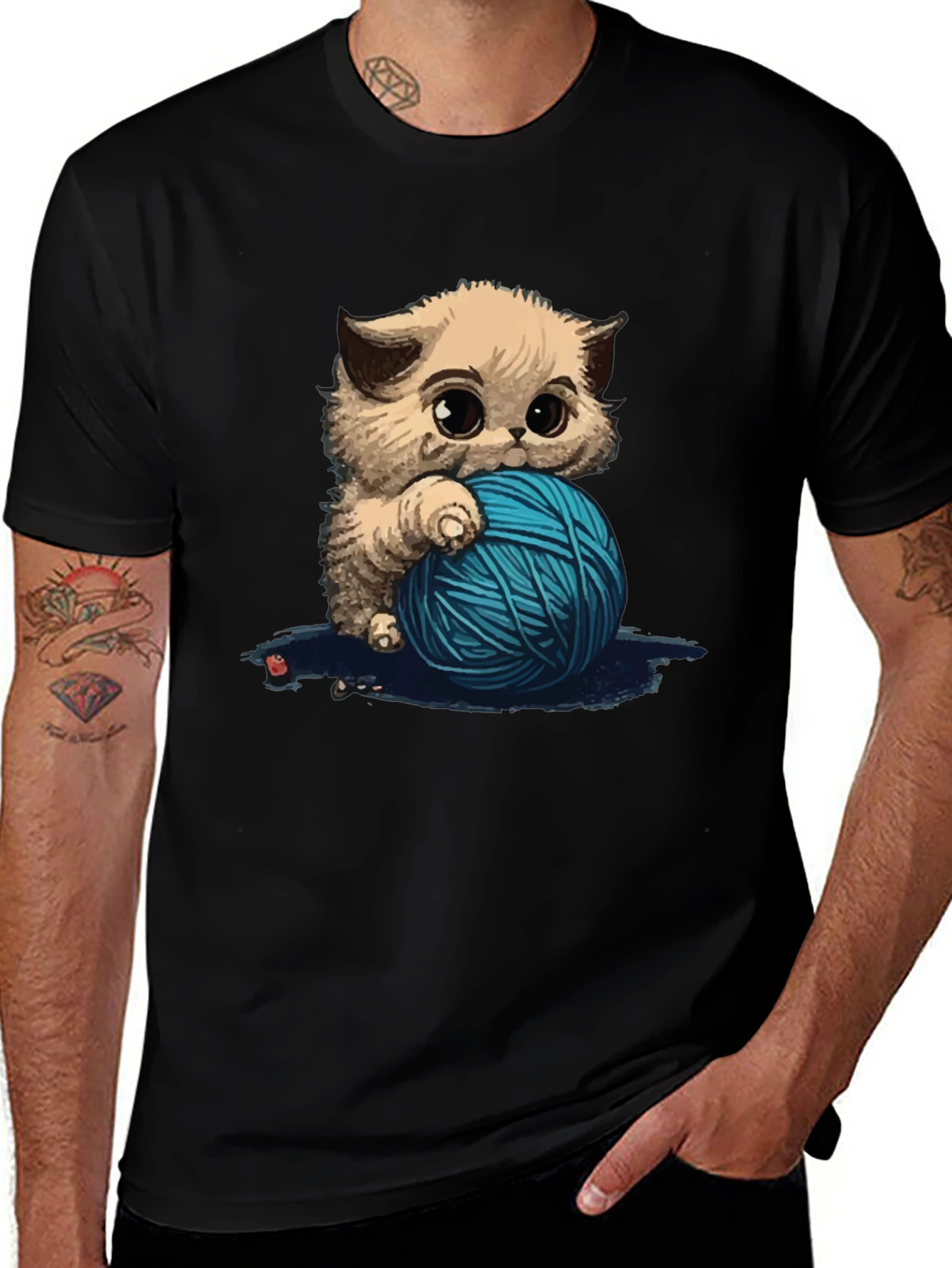 Variant 2 of Cute Kitten Yarn Ball Graphic Tee