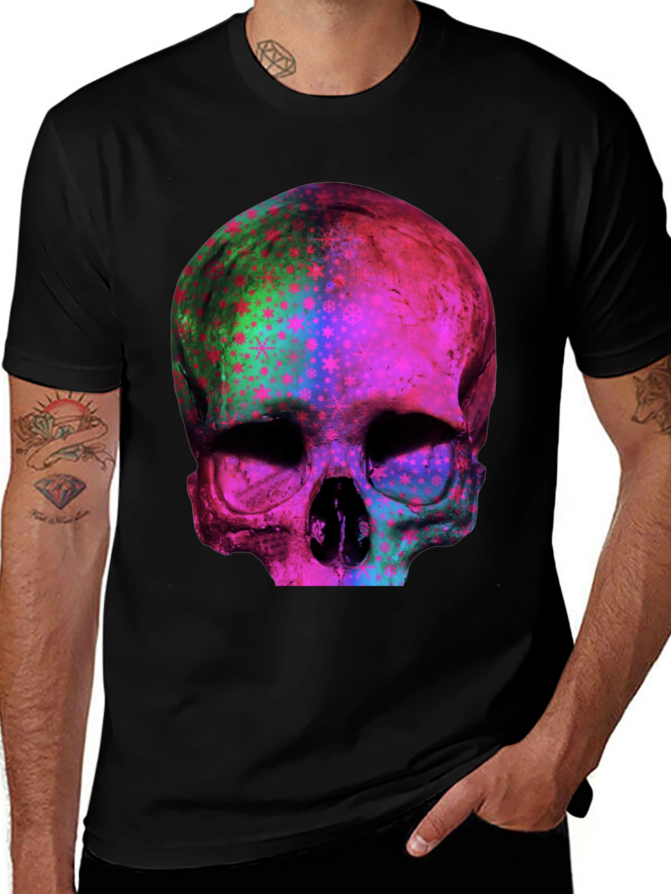 Variant 8 of Psychedelic Skull Graphic Print Tee