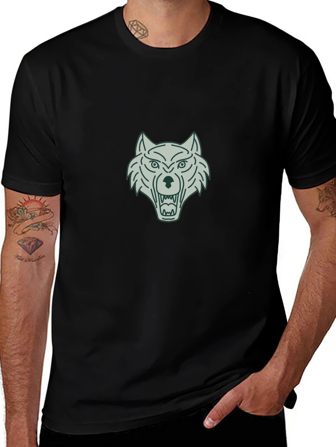 Variant 28 of Black Wolf Graphic Tee - Fierce Style