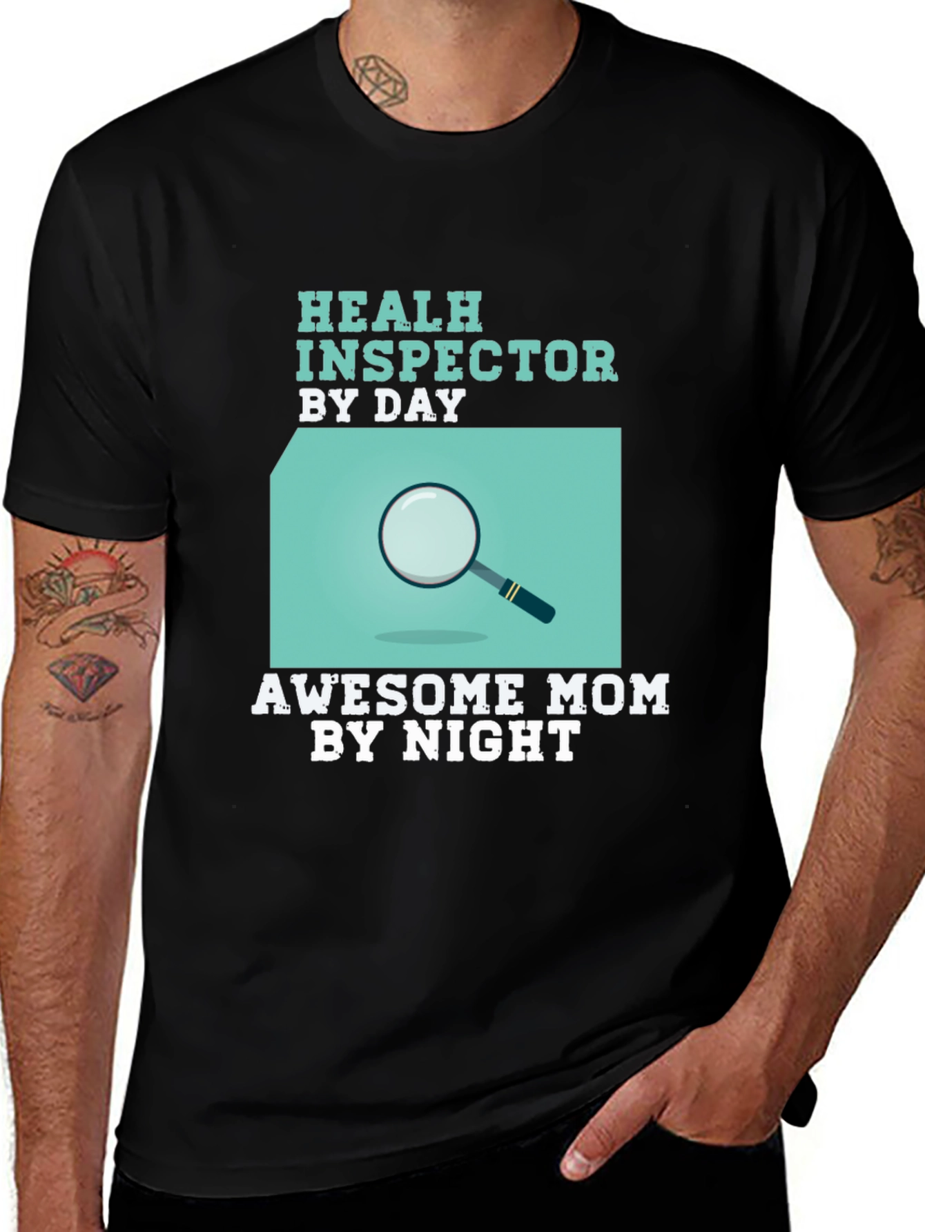 Variant 19 of Health Inspector Mom T-Shirt - Black