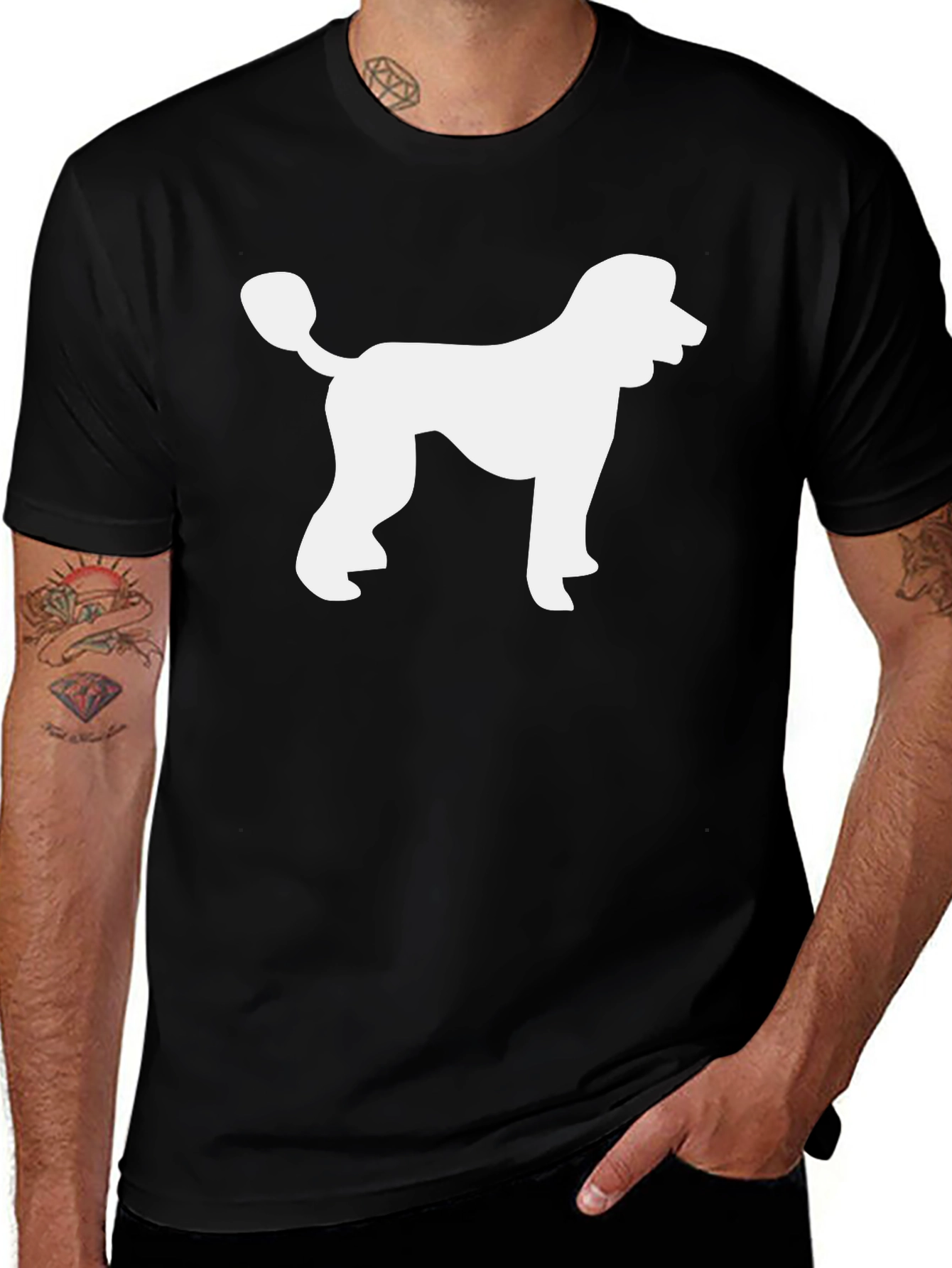 Variant 13 of Poodle Silhouette Graphic Tee - Casual Black T-Shirt