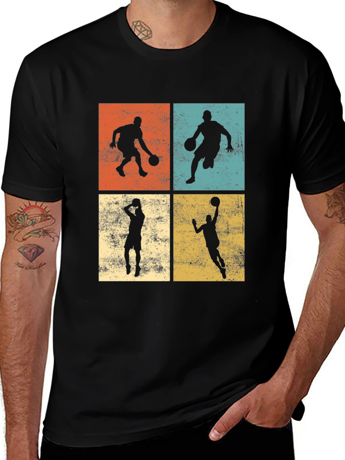 Variant 27 of Retro Basketball Player Silhouette Graphic T-Shirt