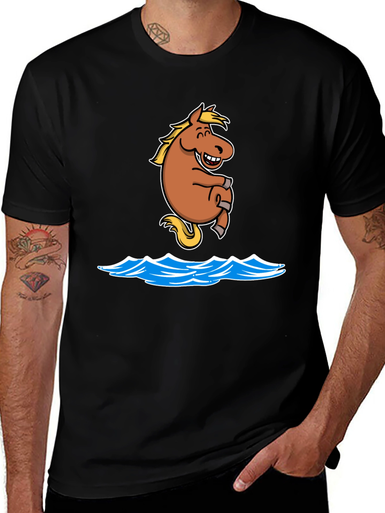 Variant 26 of Cartoon Horse Waves Graphic T-Shirt