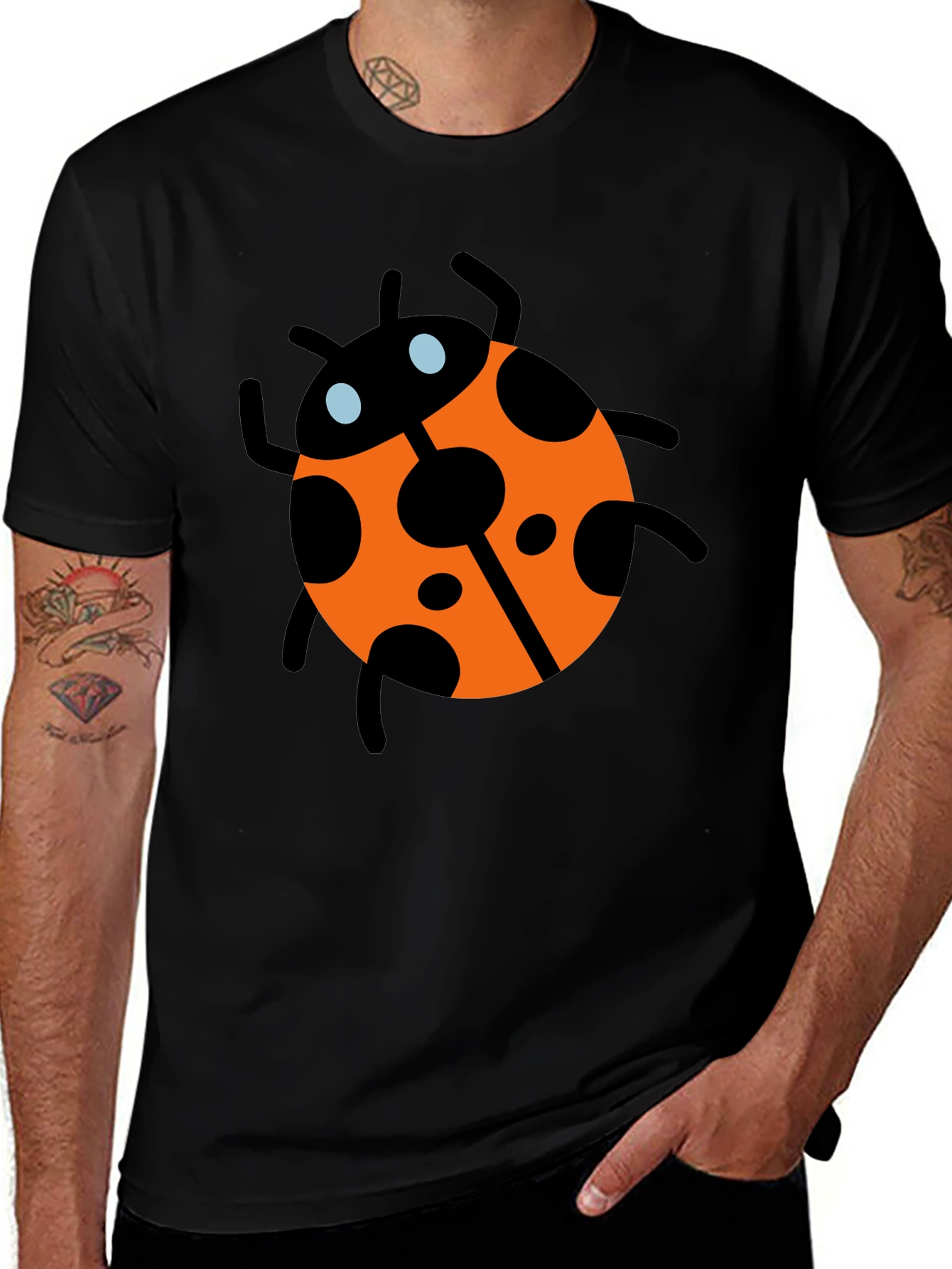 Variant 21 of Ladybug Graphic Tee - Men's Black T-Shirt
