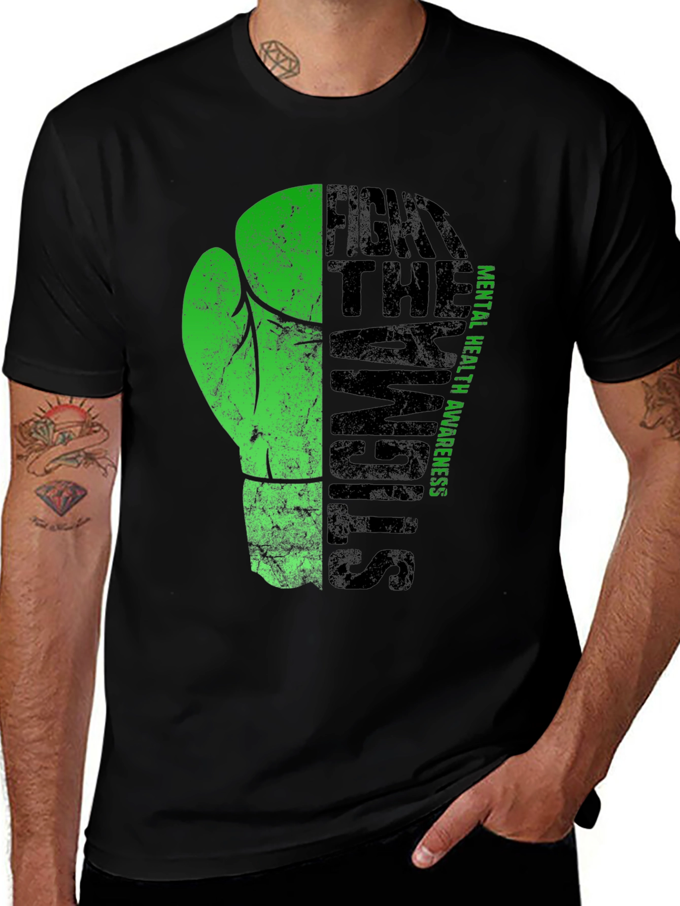 Black Fight the Stigma Mental Health Awareness T-Shirt main image