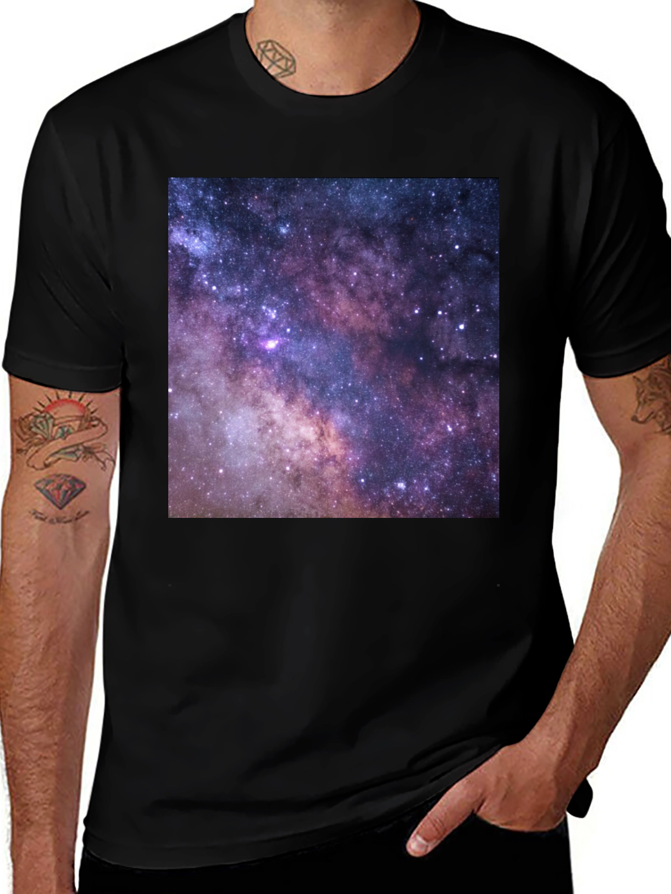 Variant 30 of Galaxy Print Black T-Shirt - Cosmic Style