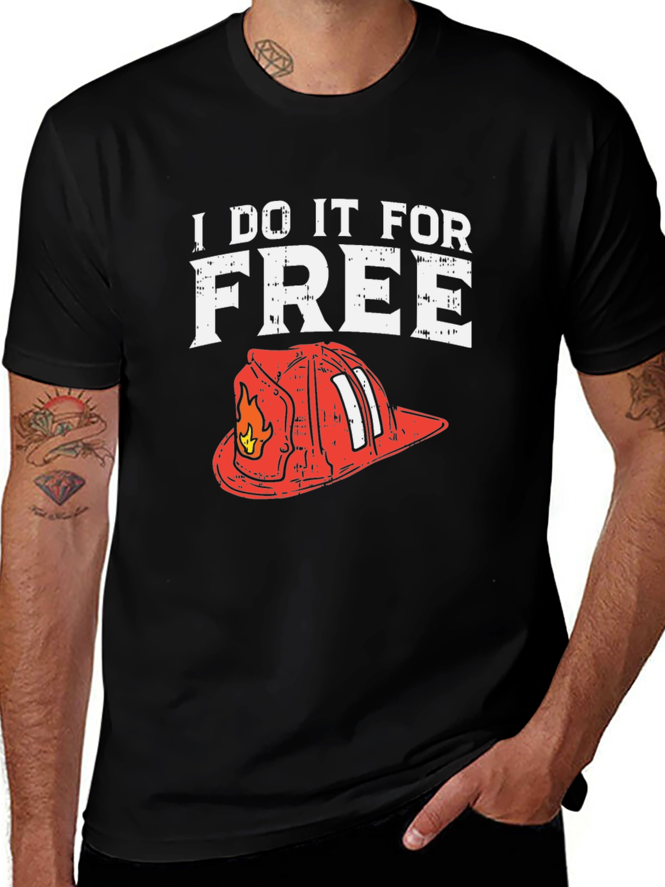 Variant 2 of Firefighter 'I Do It For Free' Graphic Tee