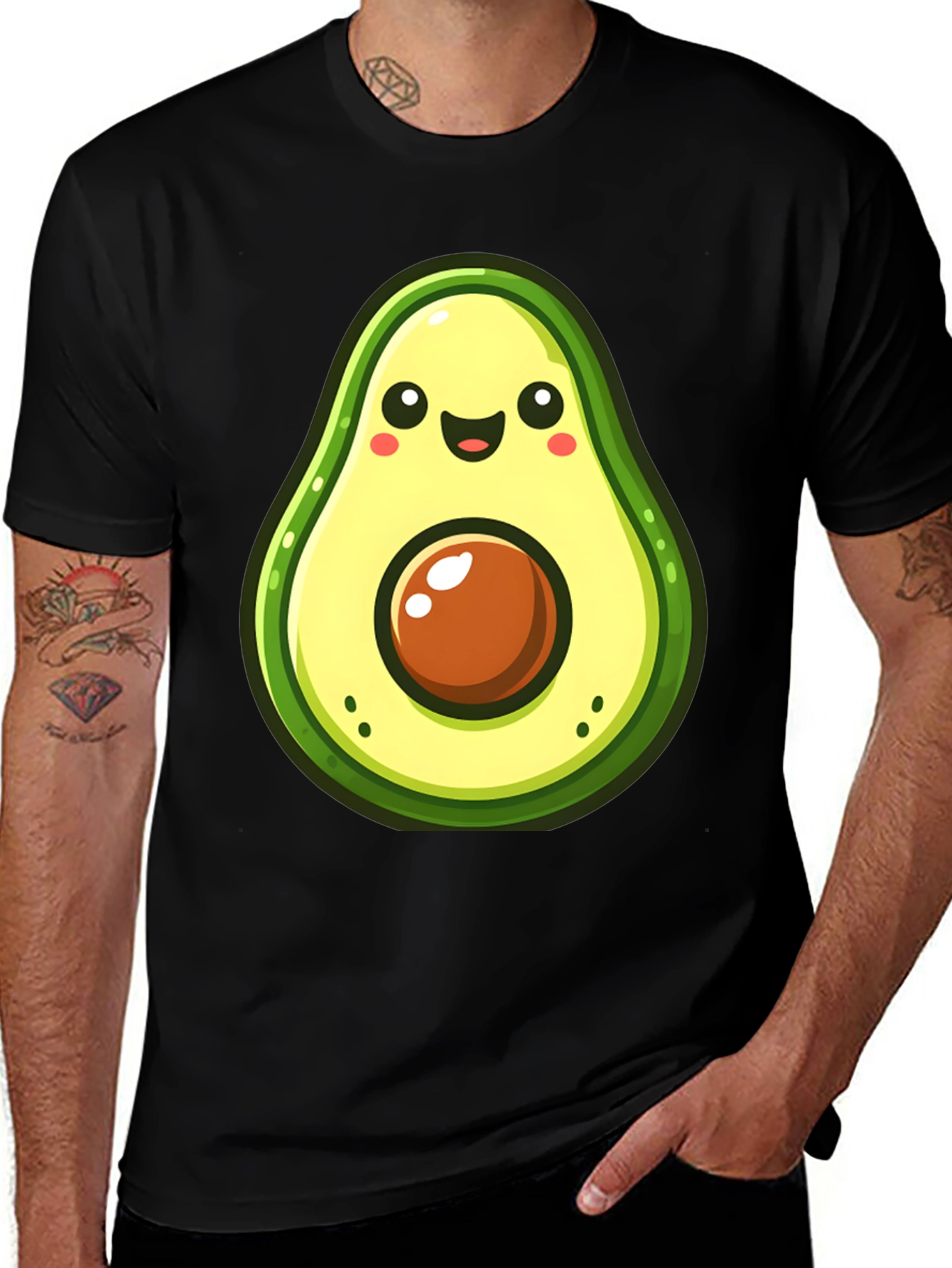Variant 9 of Cute Avocado Graphic Black T-Shirt