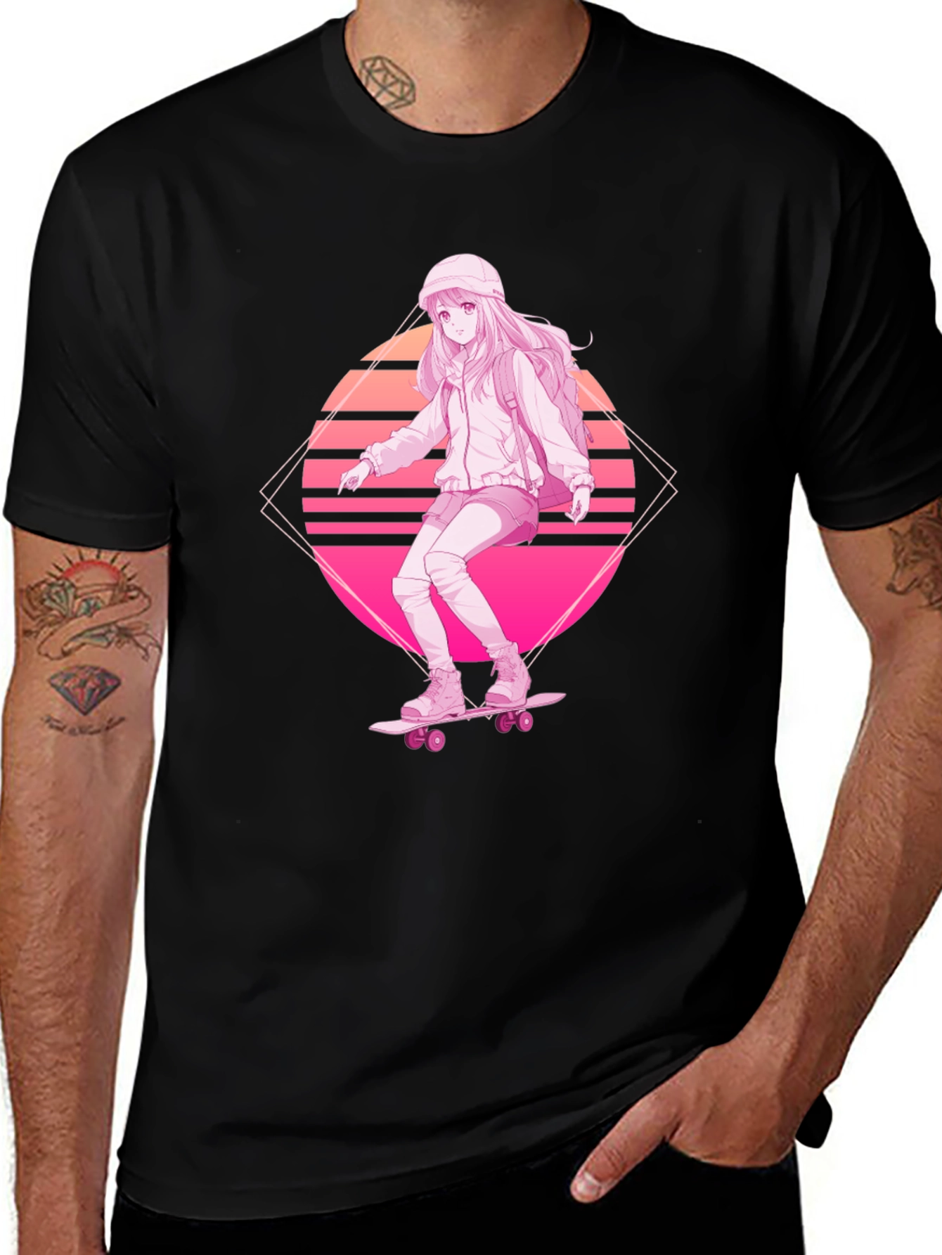 Variant 9 of Anime Skater Girl Graphic Tee - Retro Style