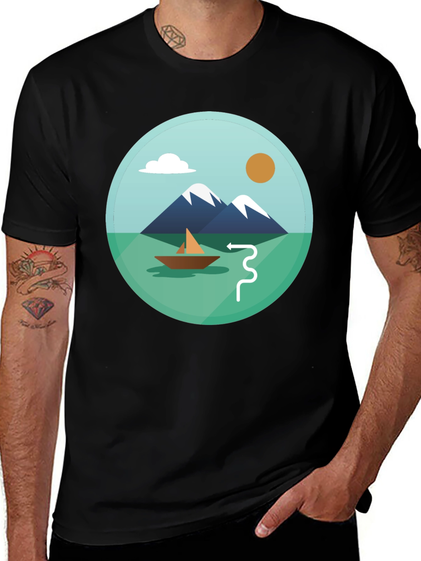 Variant 26 of Mountain Scene Graphic Tee - Stylish Casual Comfort