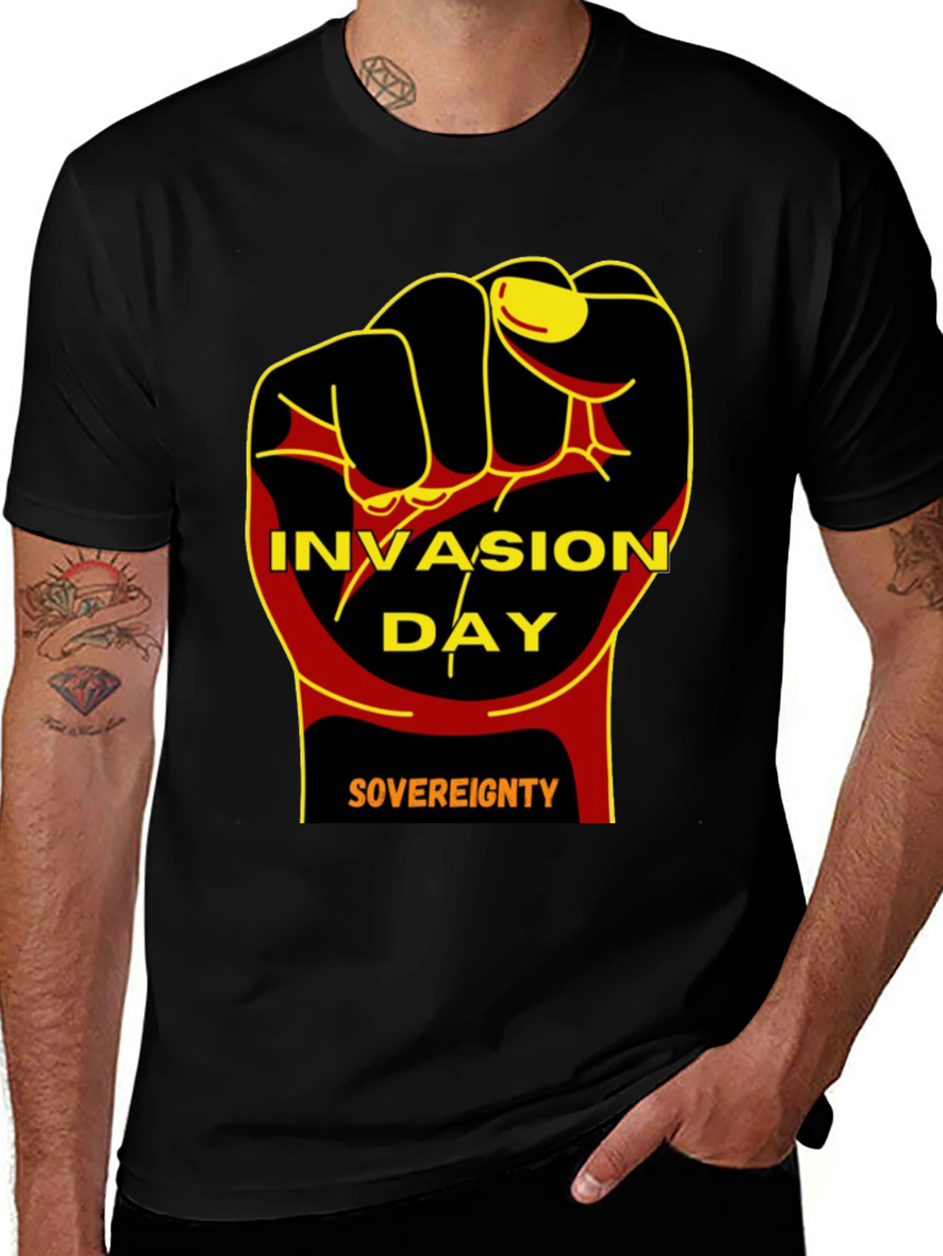 Invasion Day Sovereignty Fist Graphic T-Shirt