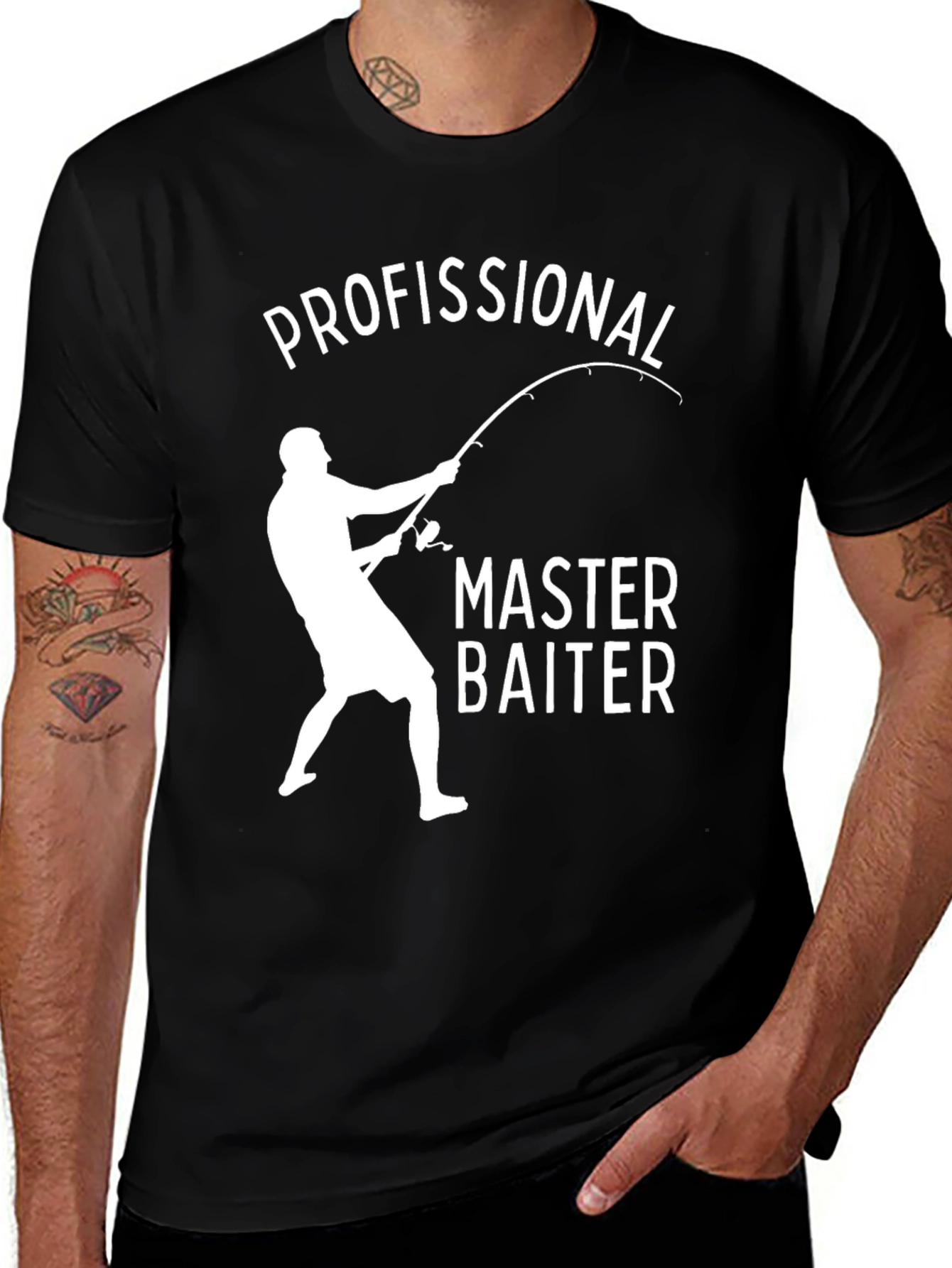 Variant 11 of Professional Master Baiter Graphic Tee Fishing Humor