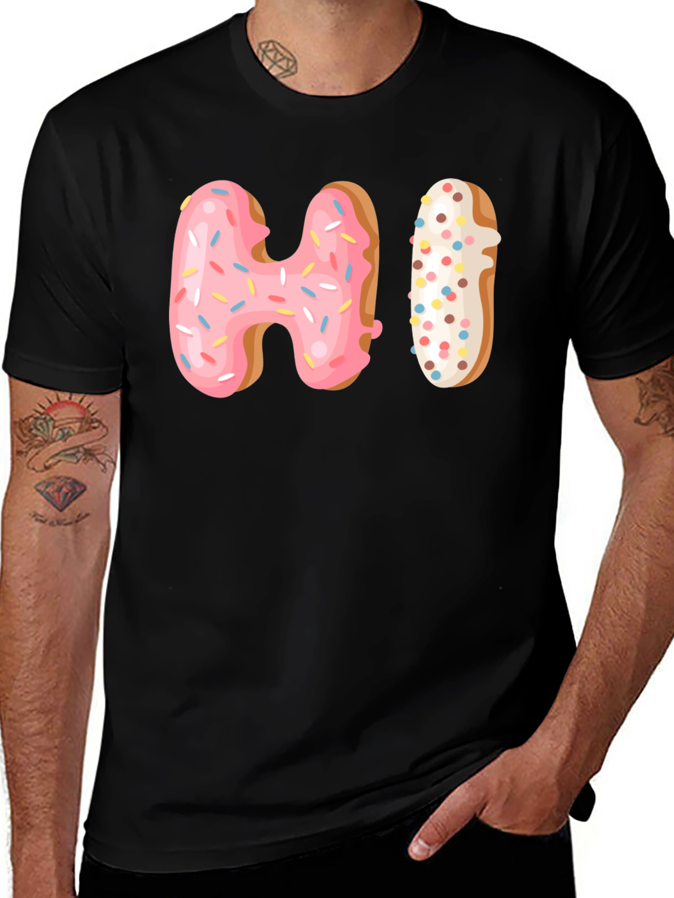 Variant 5 of Donut "HI" Graphic T-Shirt