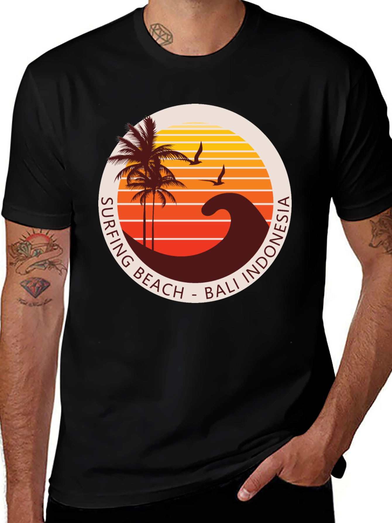 Variant 23 of Surfing Beach Bali Indonesia Graphic T-Shirt