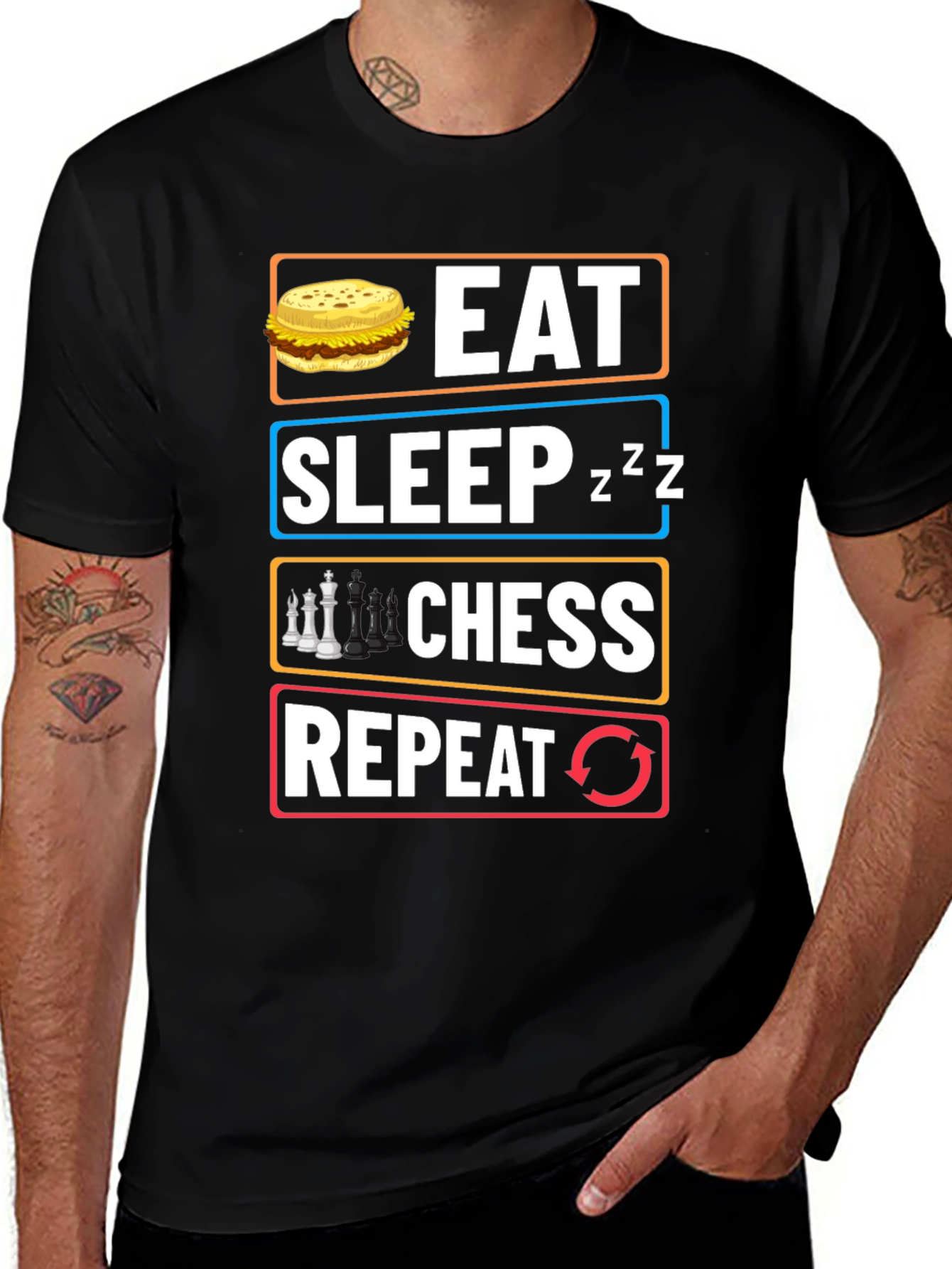 Variant 22 of Eat Sleep Chess Repeat Graphic T-Shirt