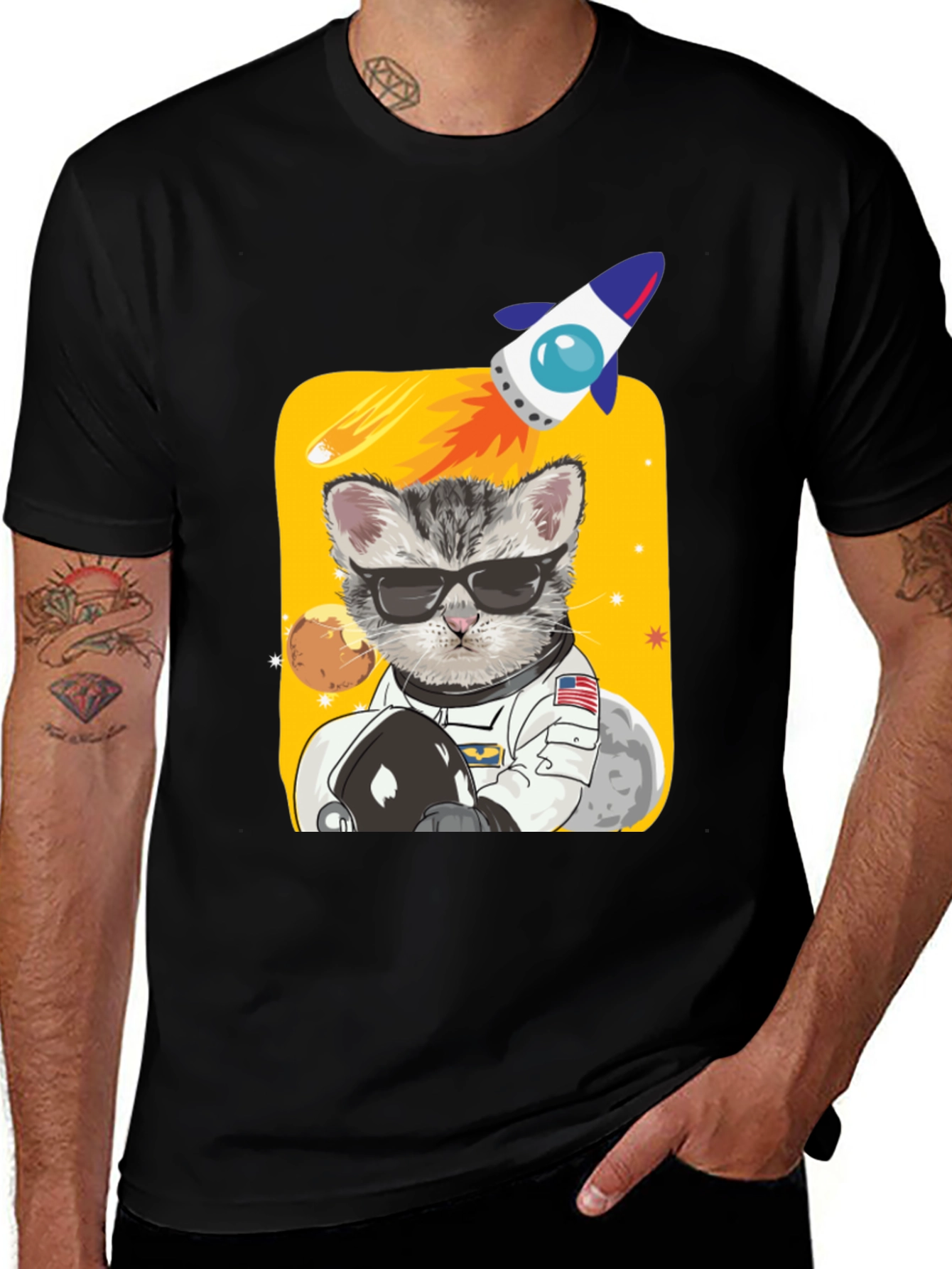 Variant 19 of Astronaut Cat Graphic Tee - Space Kitty T-Shirt