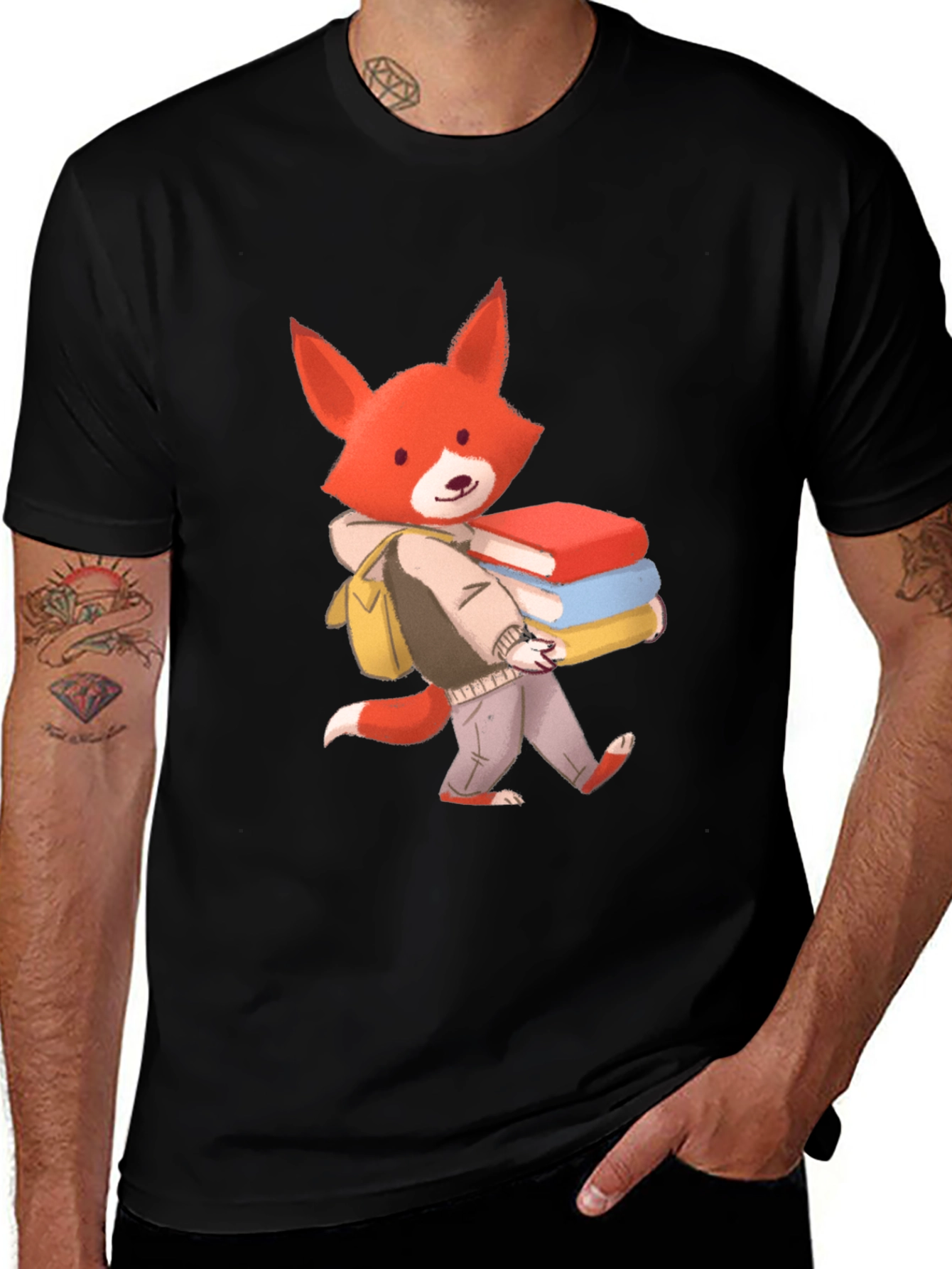 Variant 2 of Fox with Books Graphic T-Shirt