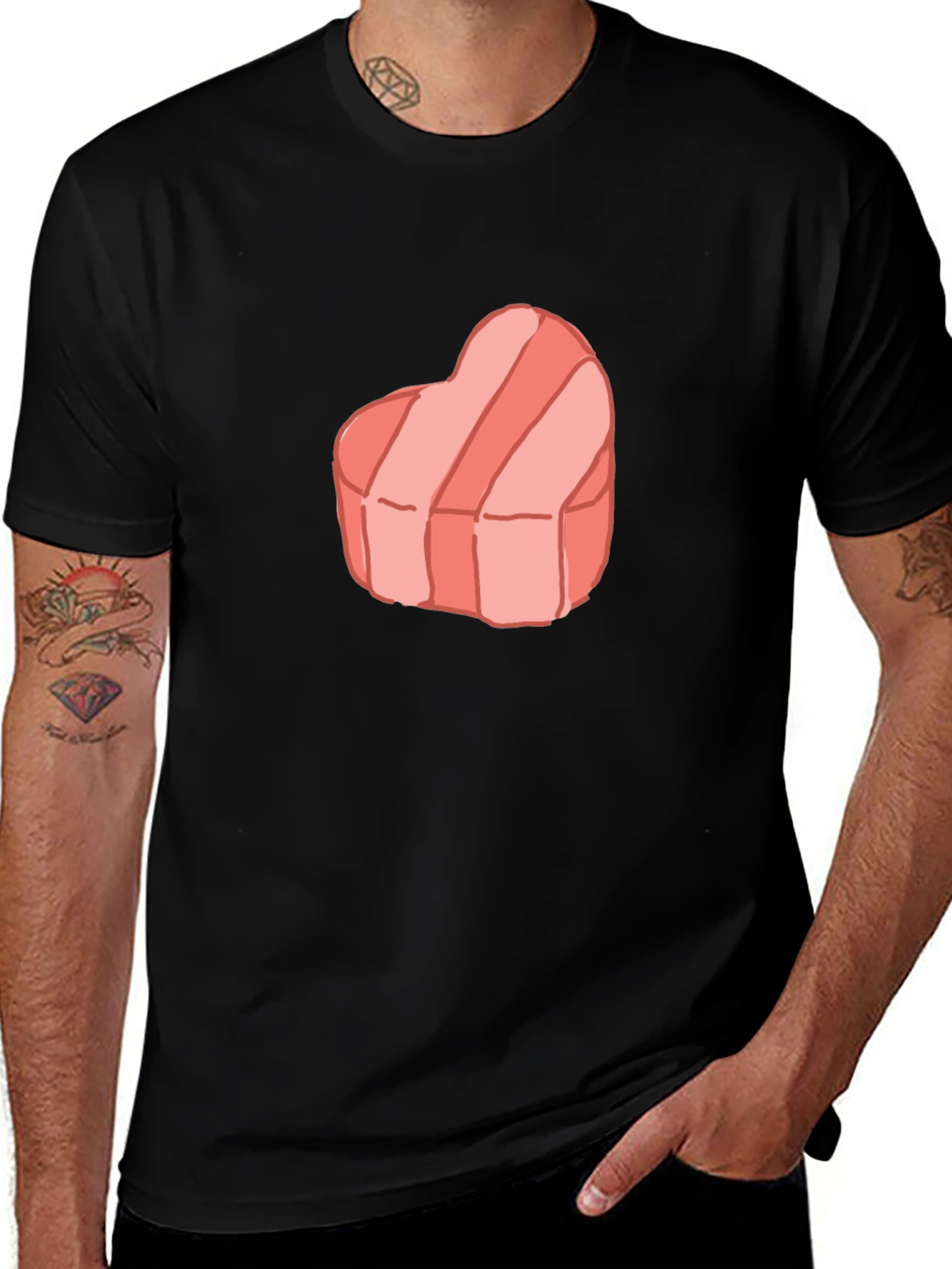 Variant 26 of Heart Candy Graphic Tee - Black Casual Shirt