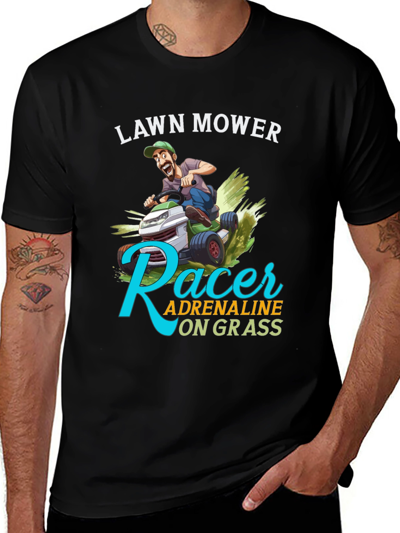 Lawn Mower Racer T-Shirt: Adrenaline On Grass