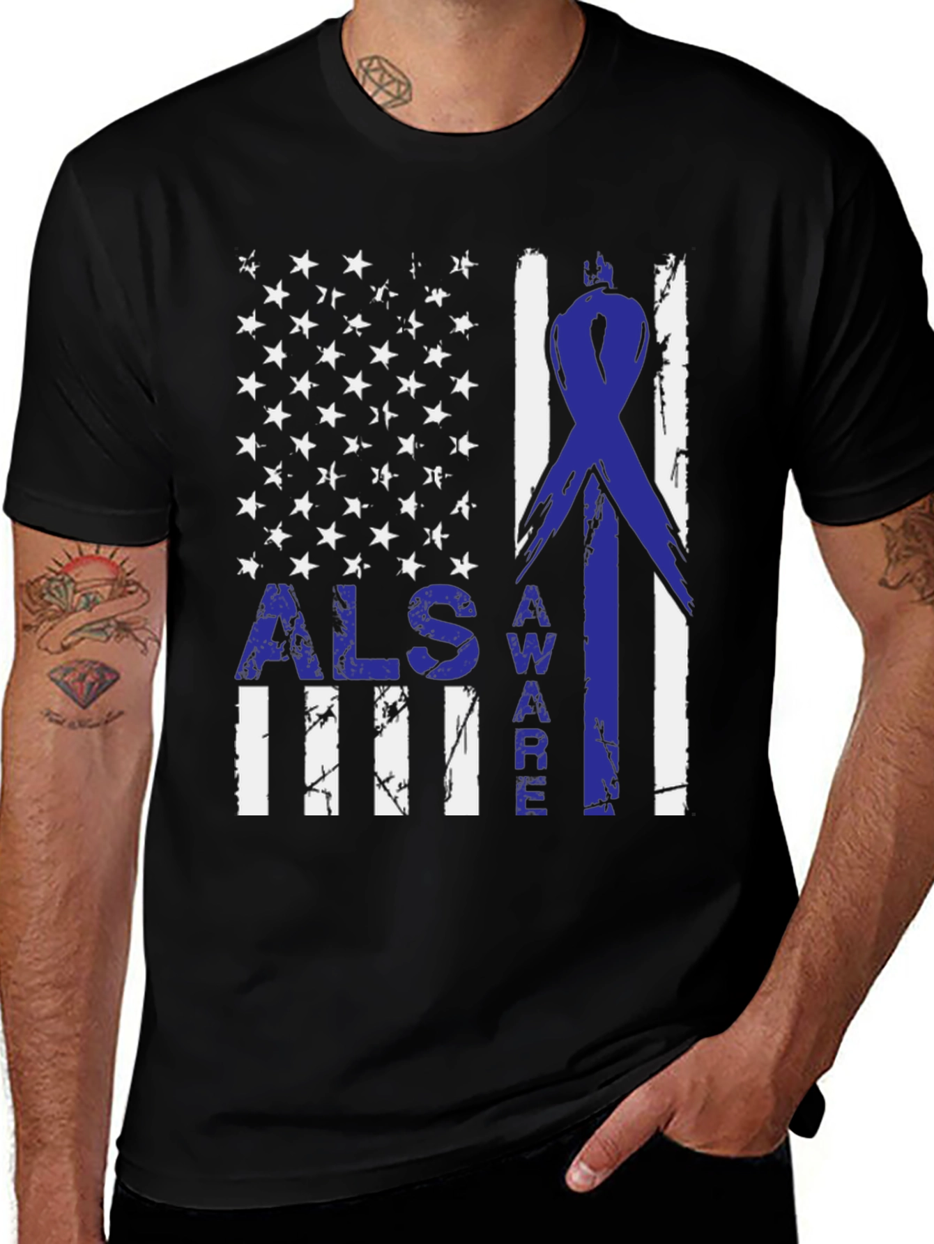 ALS Awareness American Flag T-Shirt