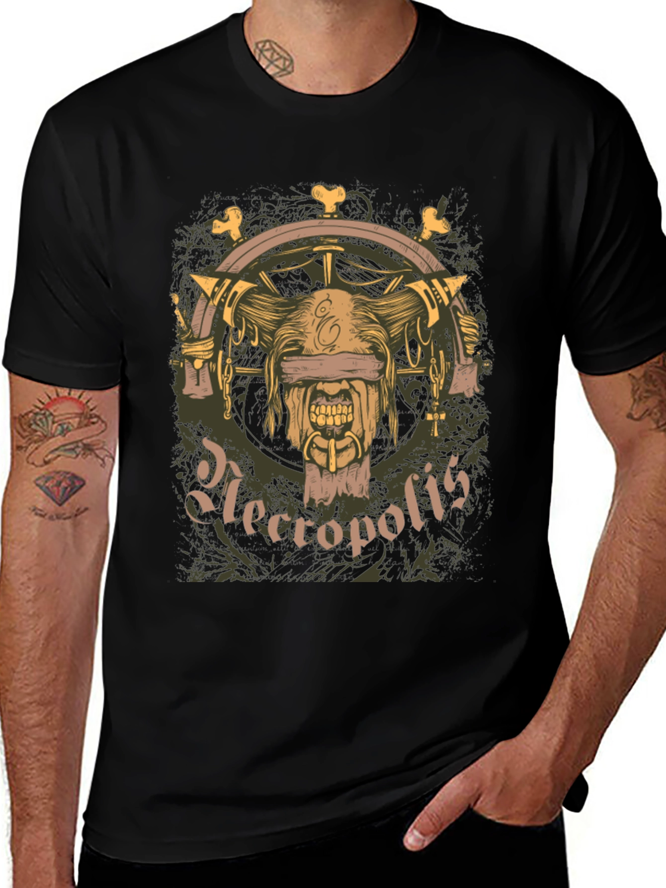 Variant 11 of Necropolis Graphic Tee - Dark Horror Style