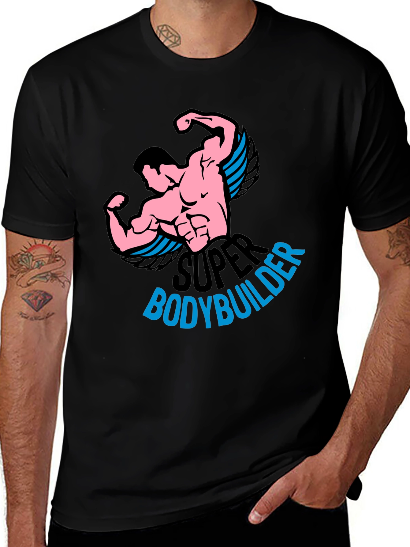 Variant 22 of Super Bodybuilder Graphic Tee - Black