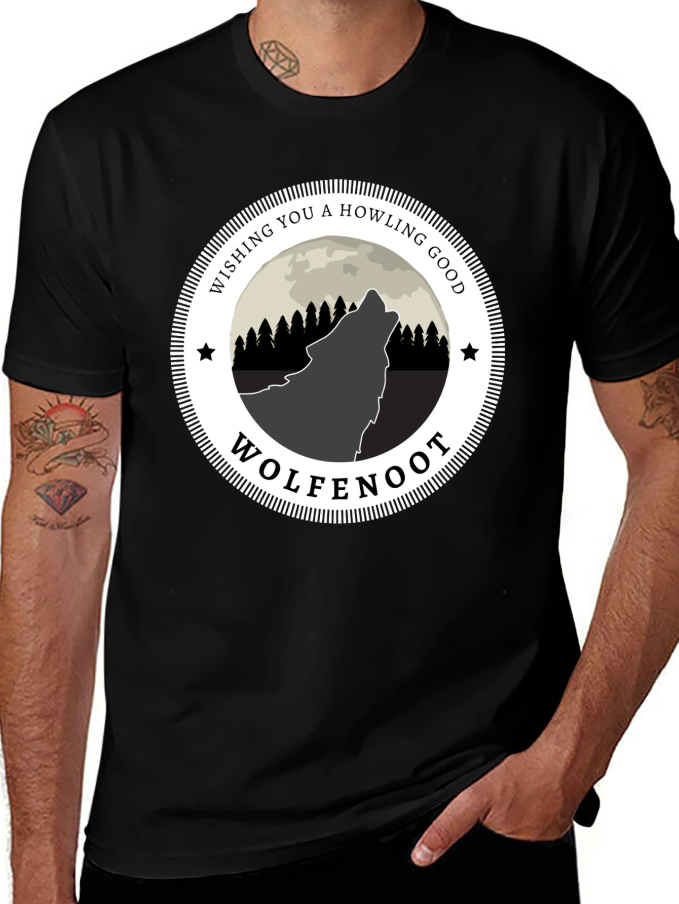 Wolfenoot Howling Wolf Graphic T-Shirt