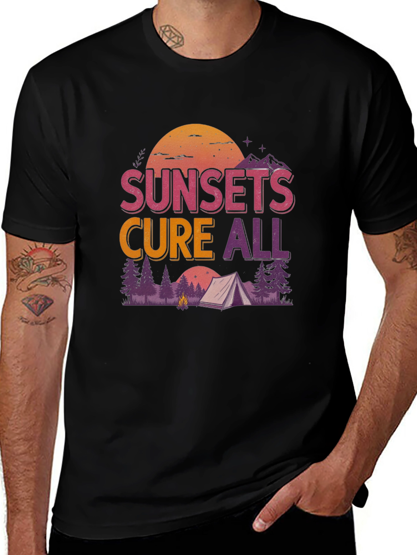 Variant 19 of Sunsets Cure All Camping Graphic Tee