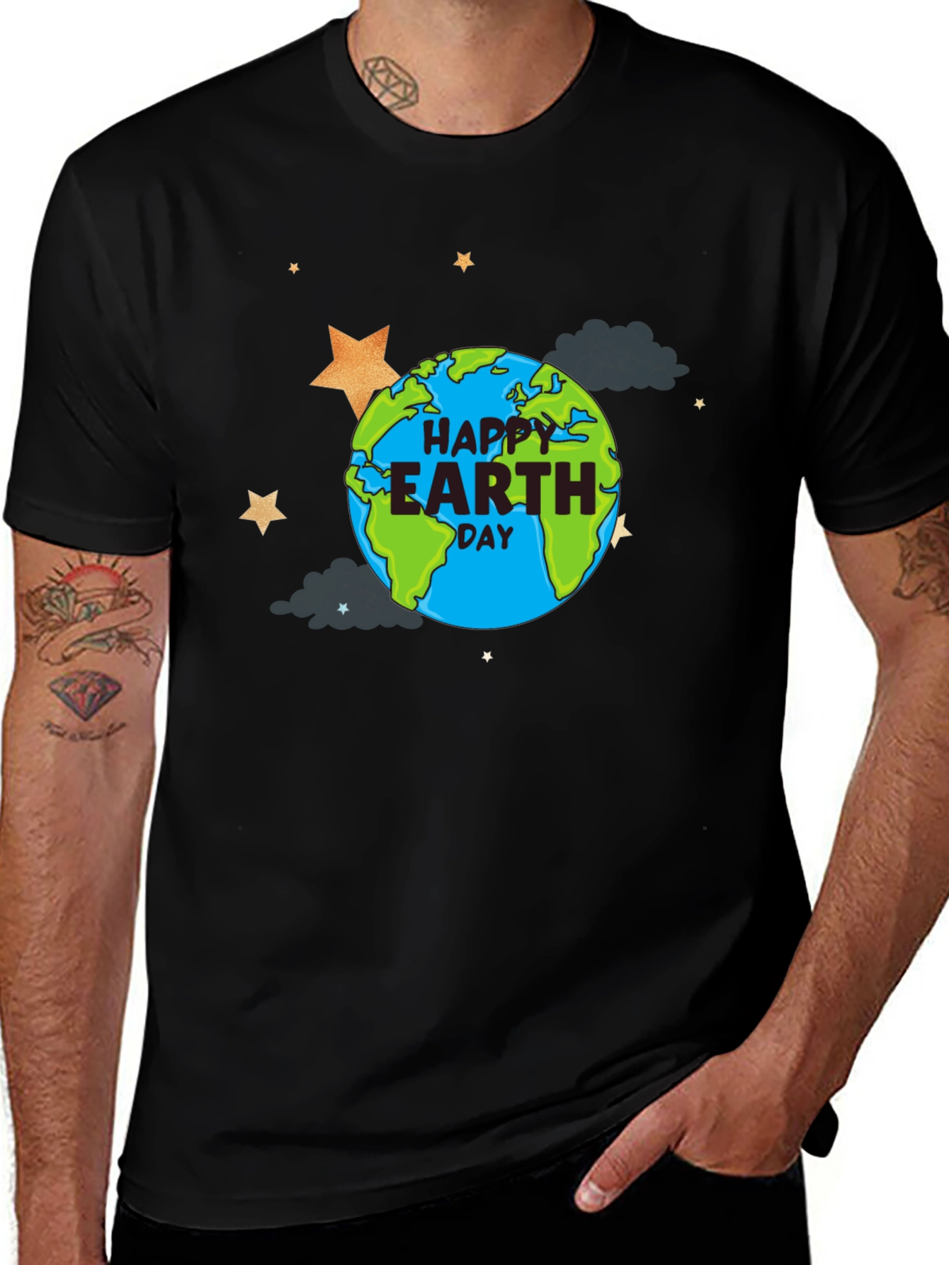 Happy Earth Day Graphic T-Shirt - Black
