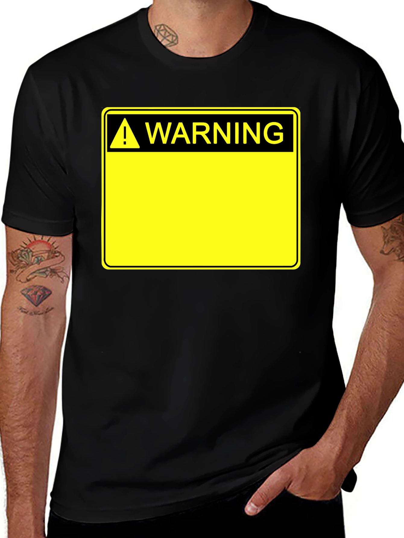 Variant 21 of Warning Sign Graphic T-Shirt - Black