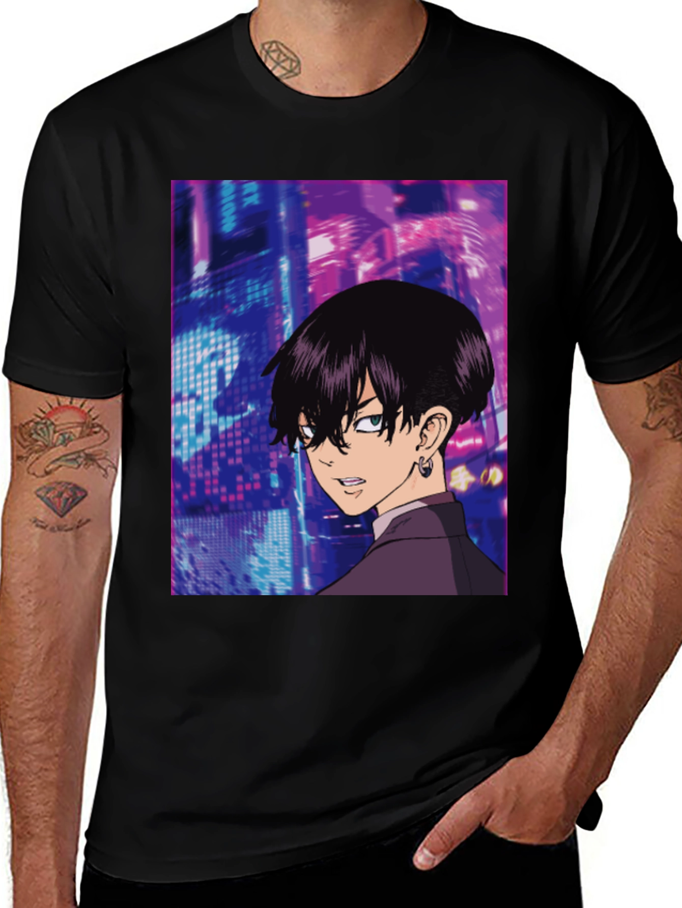 Variant 15 of Anime Graphic Black T-Shirt