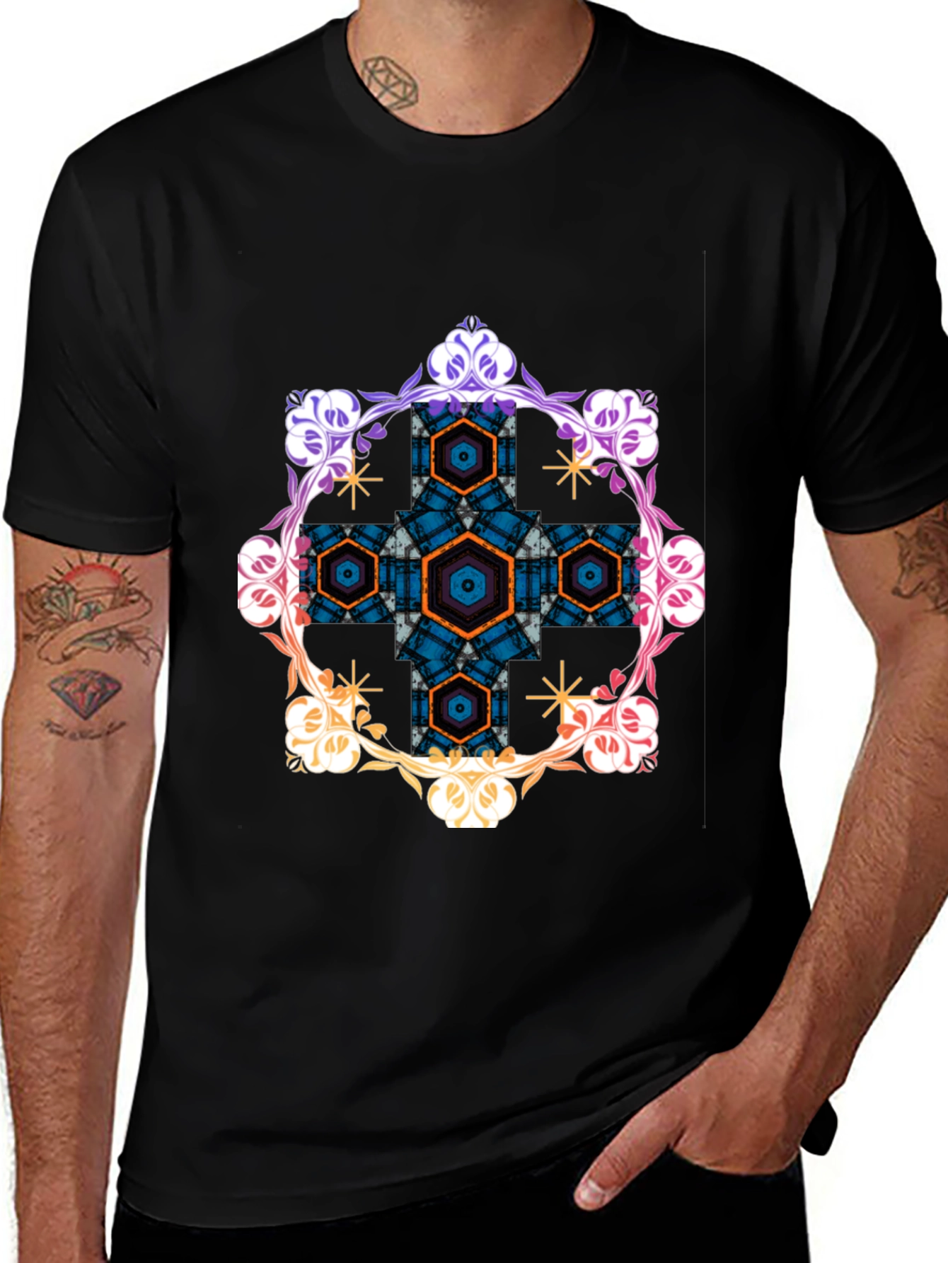 Variant 25 of Geometric Hexagon Floral Graphic Tee