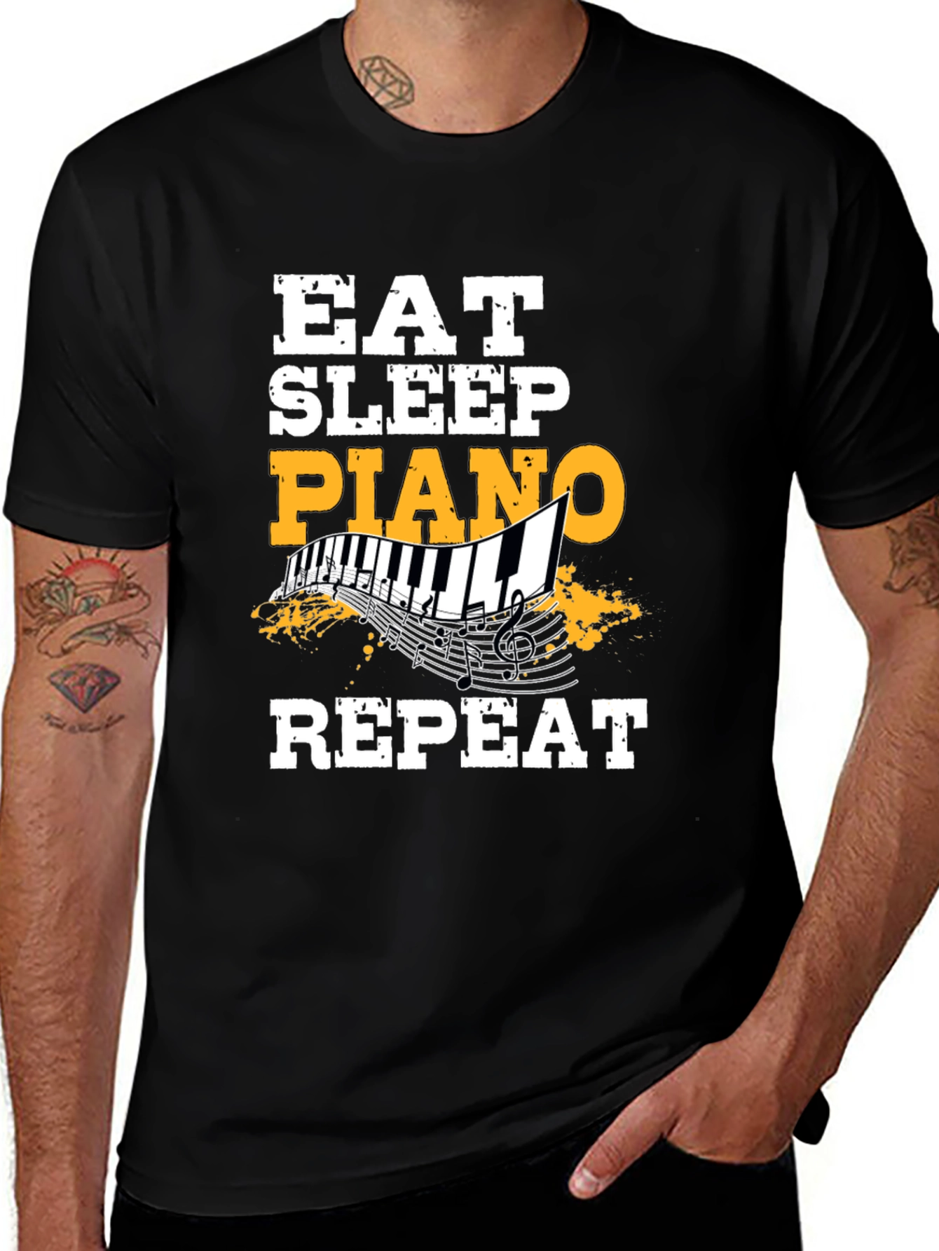 Variant 22 of Eat Sleep Piano Repeat Graphic T-Shirt - Music Lover Gift