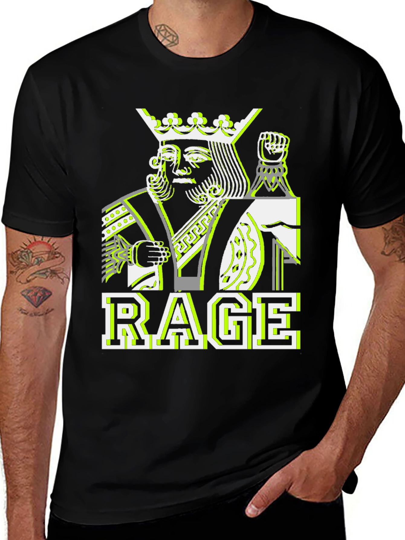 Variant 7 of Rage King Graphic Tee - Neon Accent Streetwear
