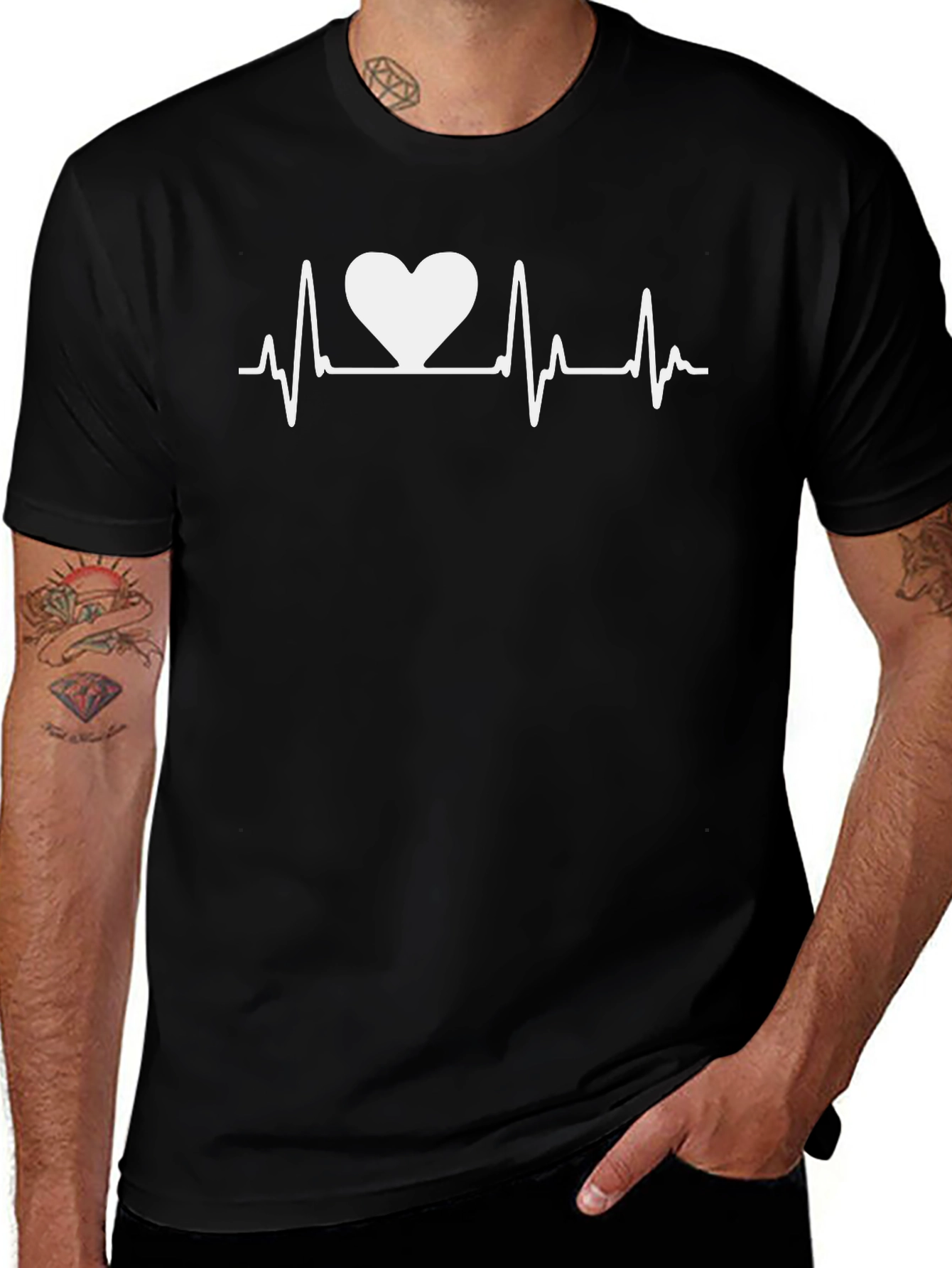 Variant 22 of Heartbeat Love Black T-Shirt