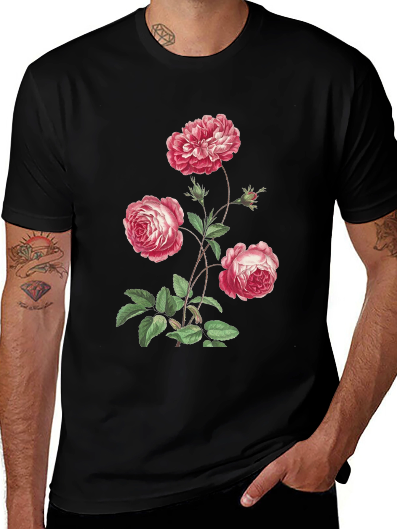 Variant 11 of Floral Print Black T-Shirt