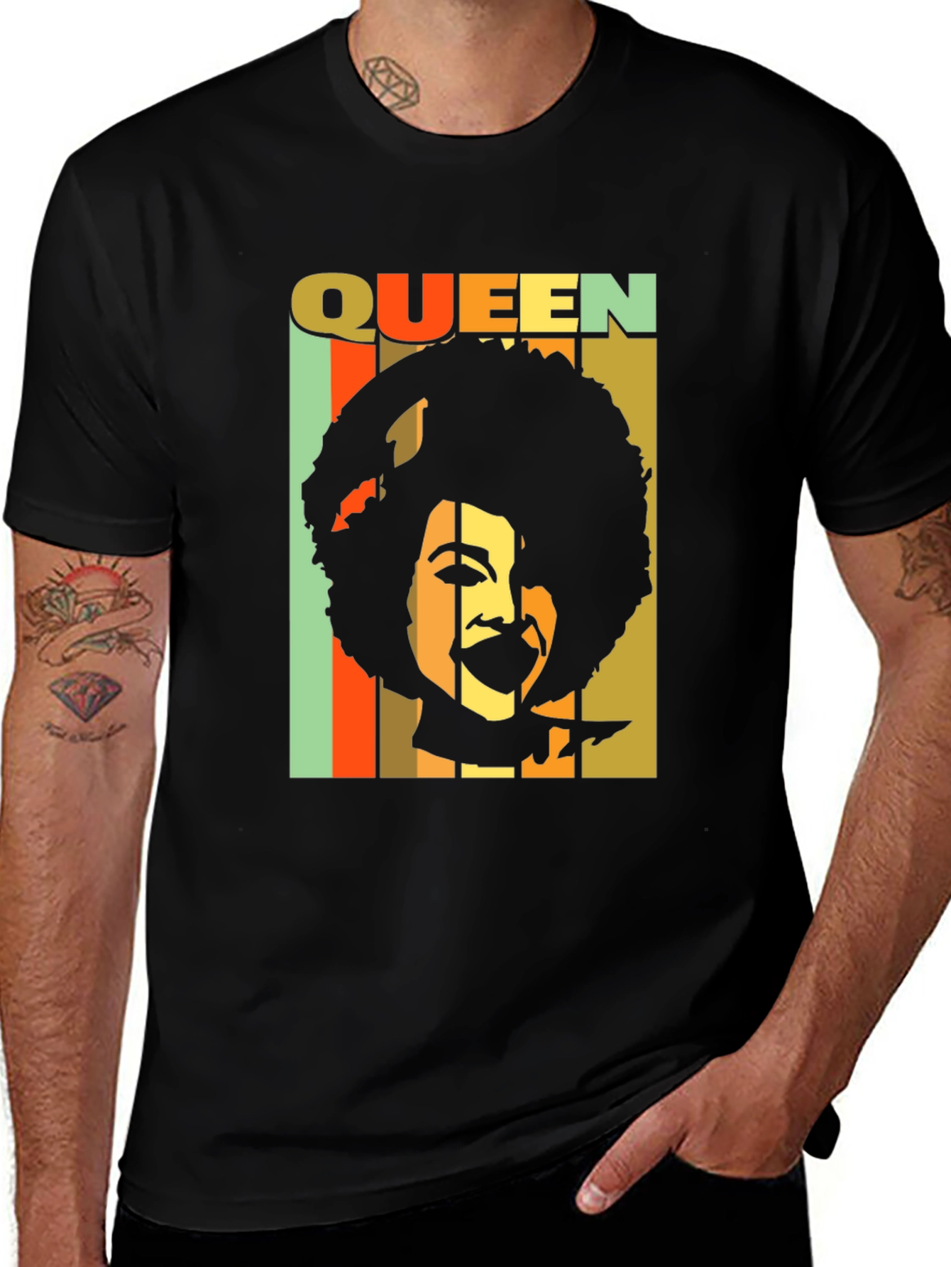 Variant 15 of Retro Queen Afro T-Shirt - Black