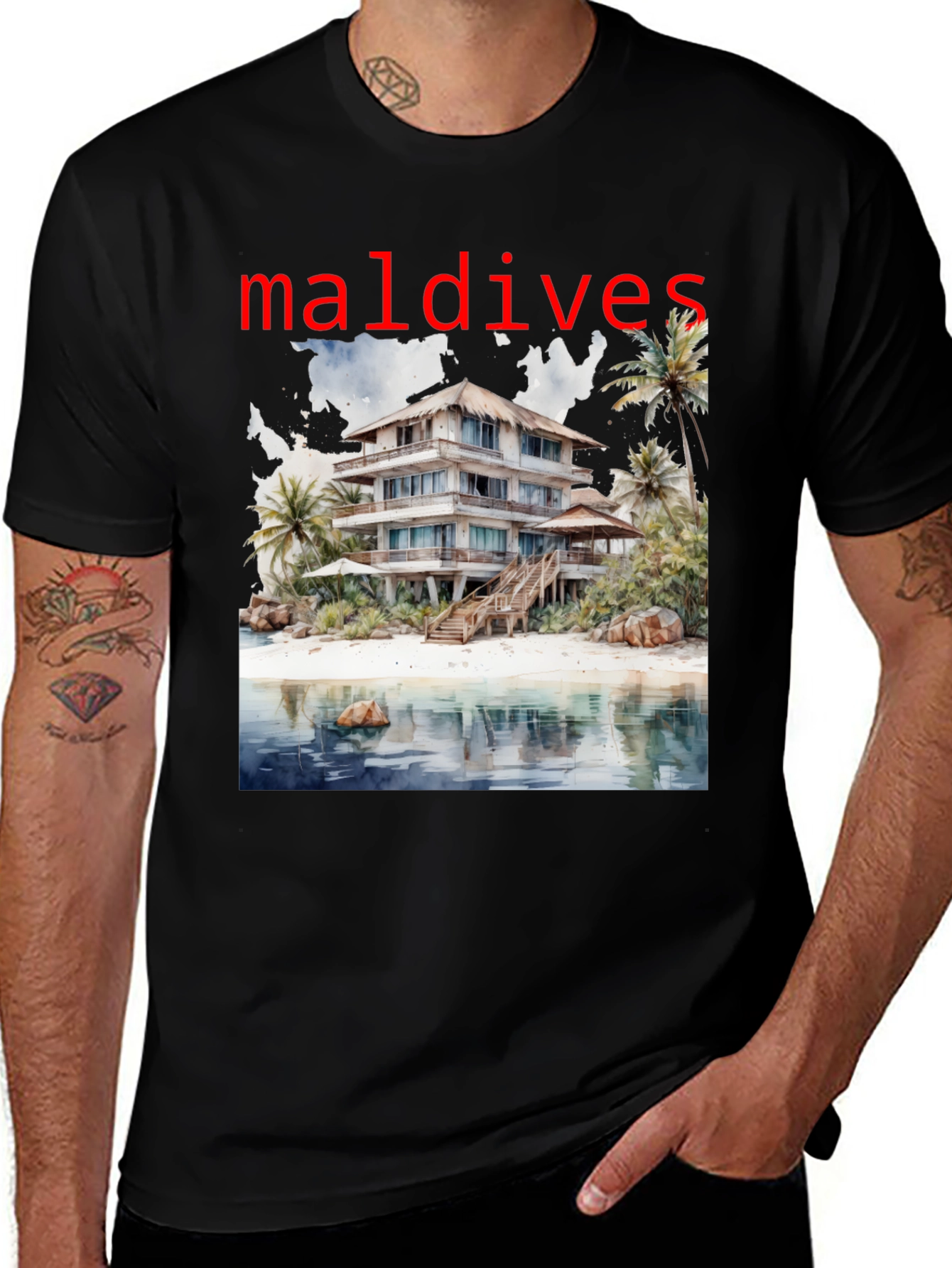 Maldives Beach Resort Graphic T-Shirt