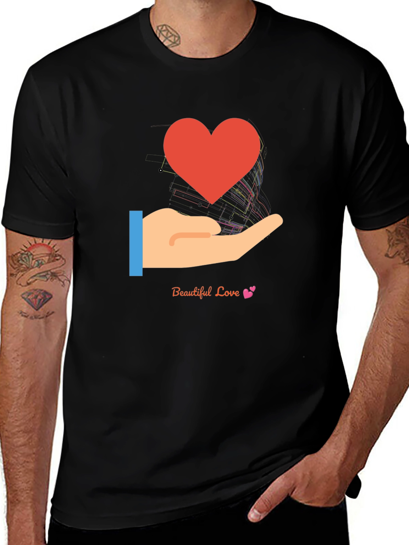 Love in Hand Graphic Tee - Heart Design