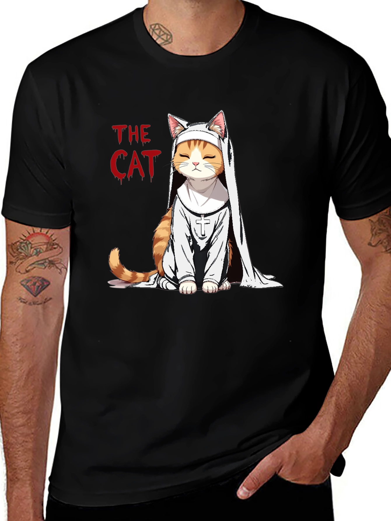 Variant 20 of The Cat Nun T-Shirt - Funny Feline Graphic Tee